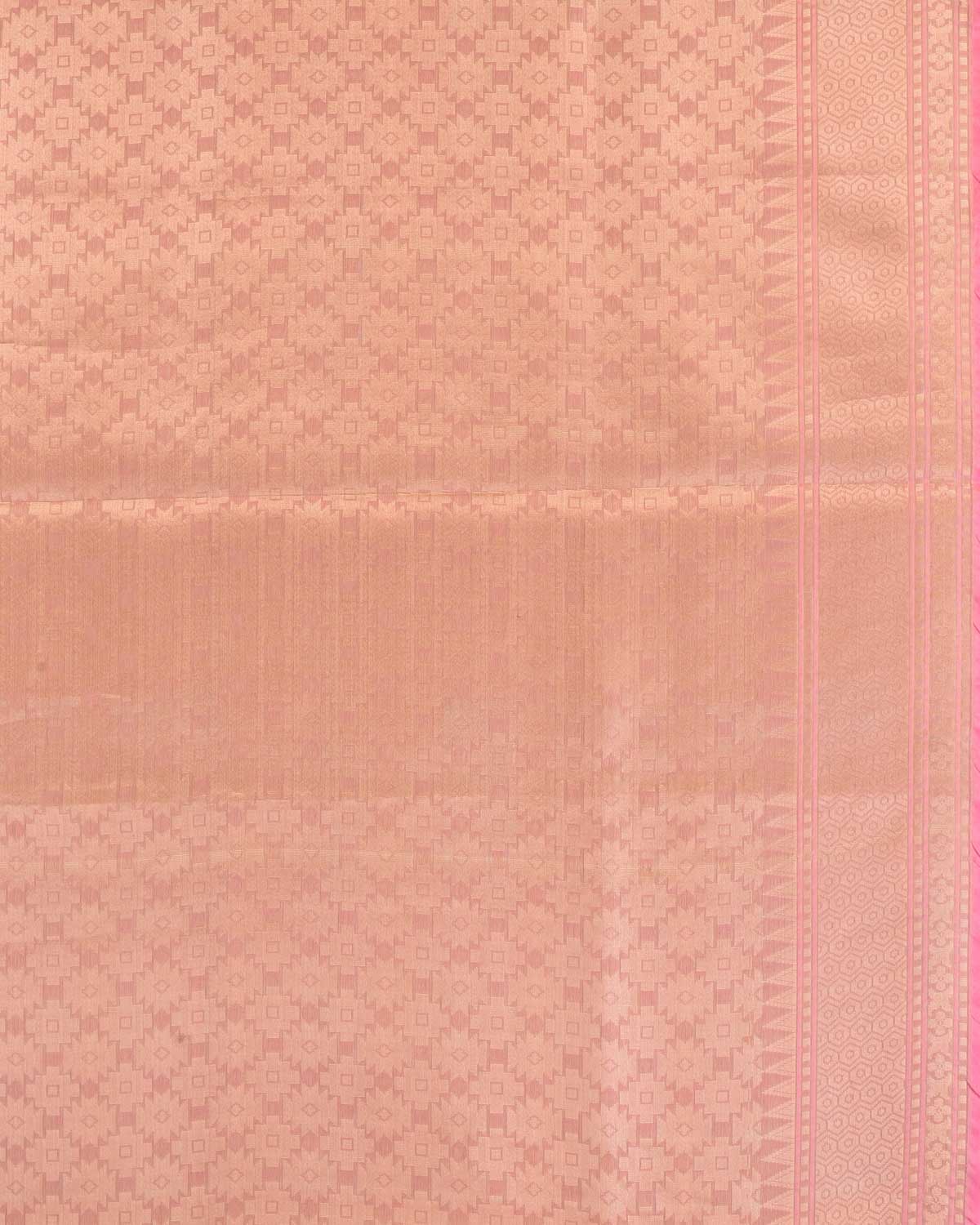 Tuscany Peach Banarasi Gold Zari & Meenekari Paisley Jaal Cutwork Brocade Woven Art Kora Silk Saree-HolyWeaves