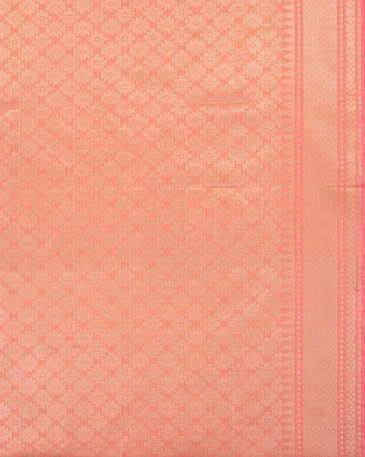 Salmon Pink Banarasi Gold Zari & Meenekari Paisley Jaal Cutwork Brocade Woven Art Kora Silk Saree-HolyWeaves