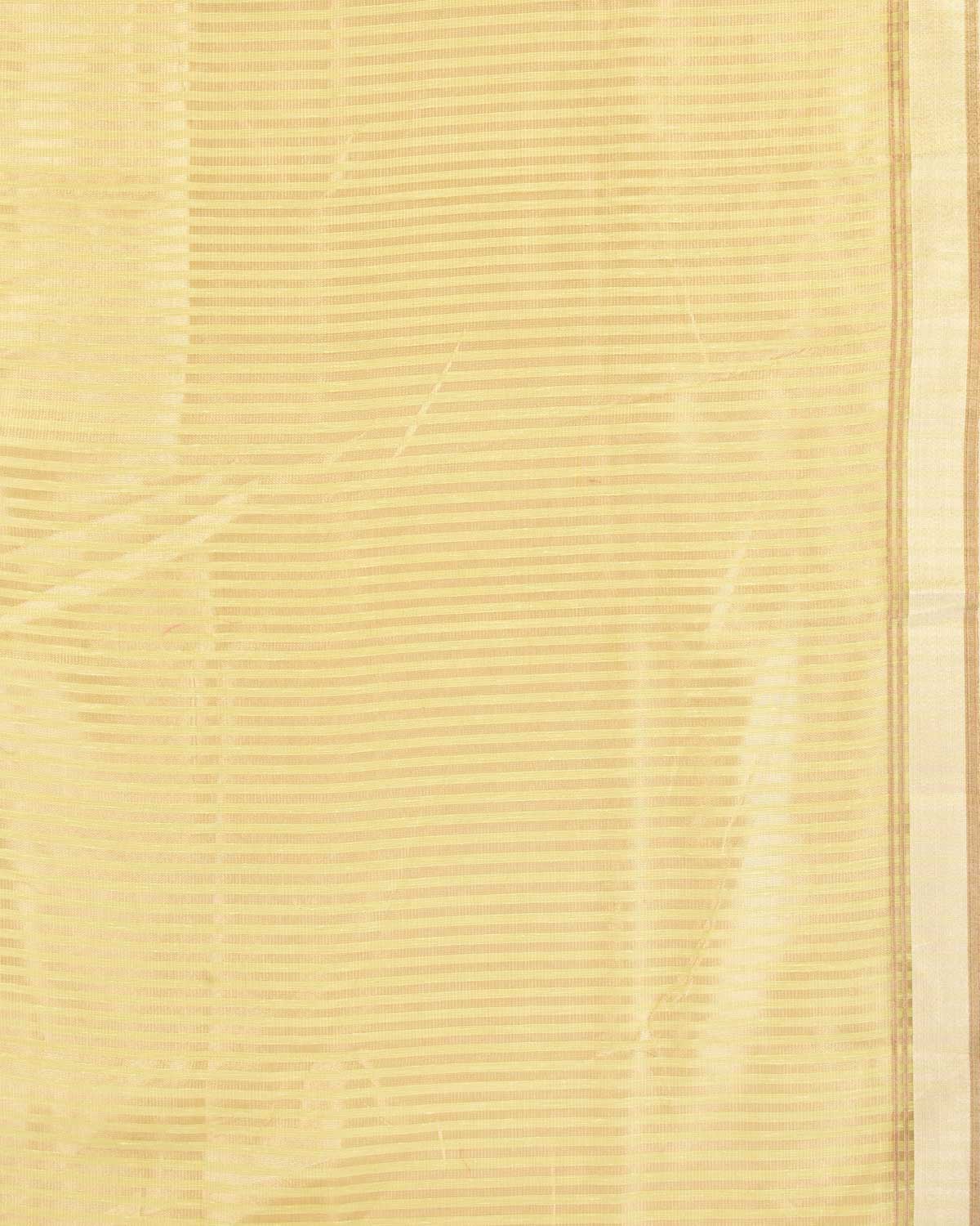 Metallic Green Banarasi Dual Zari Border Brocade Woven Art Cotton Tissue Saree-HolyWeaves