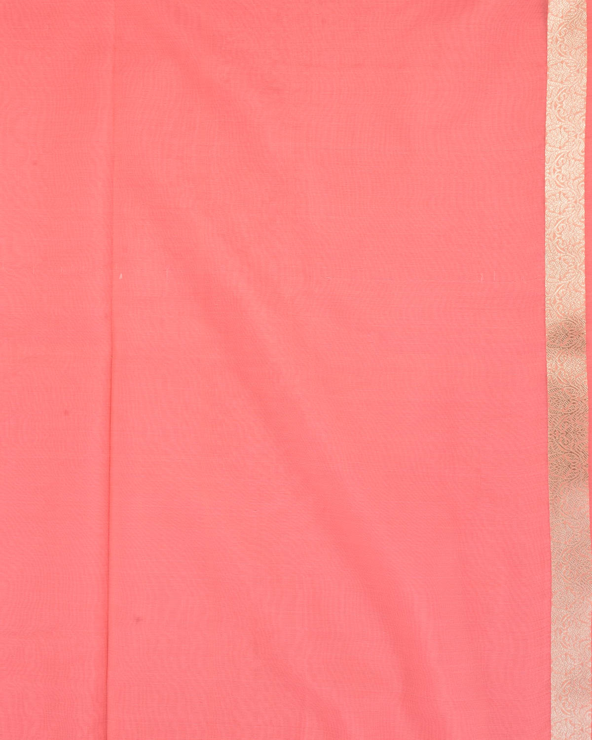 Peach Banarasi Gold Zari Buti Cutwork Brocade Woven Art Kora Silk Saree with Contrast Grey Border Pallu-HolyWeaves