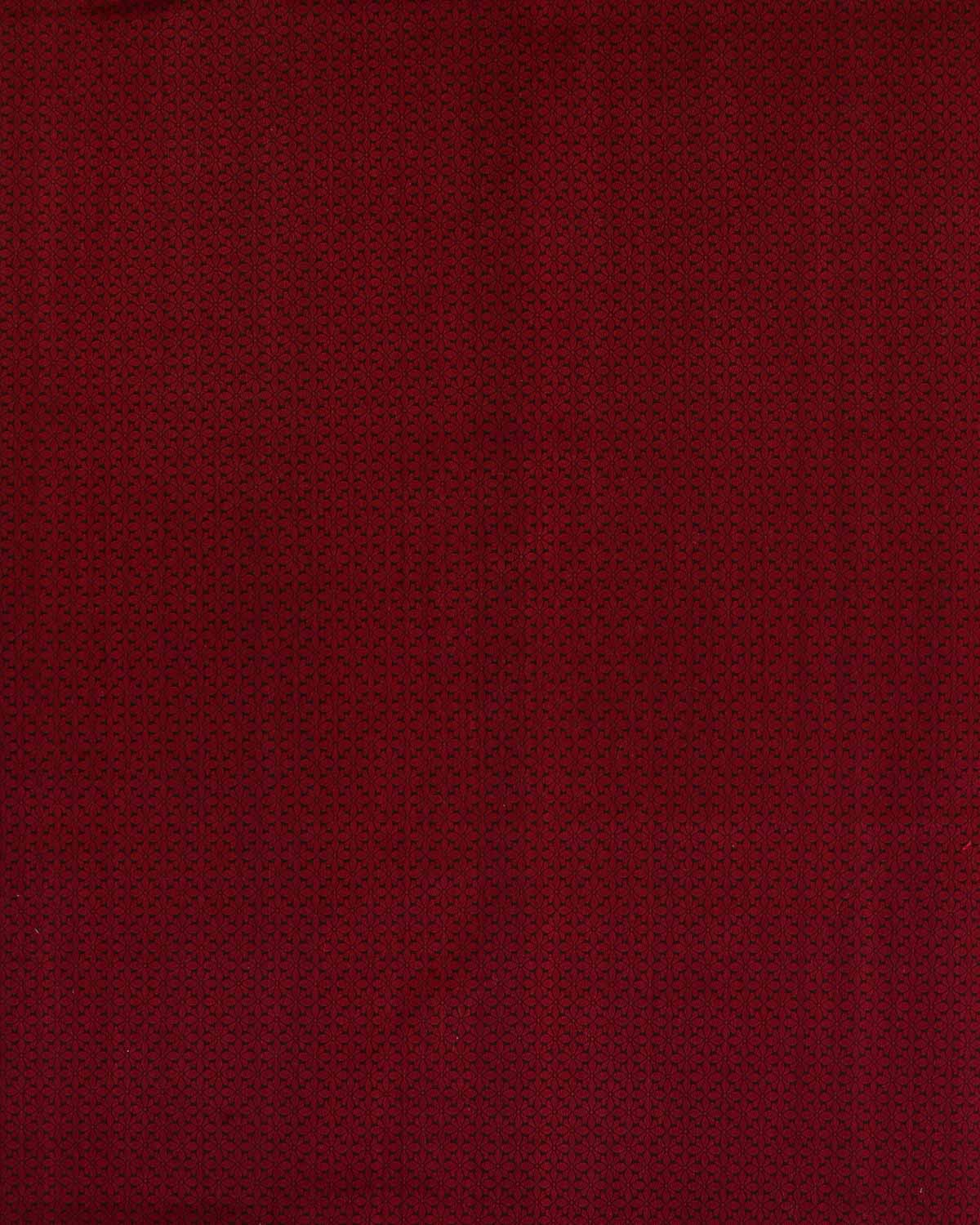 Black Banarasi Maroon Feather Border Kadhuan Brocade Handwoven Kora Silk Saree-HolyWeaves