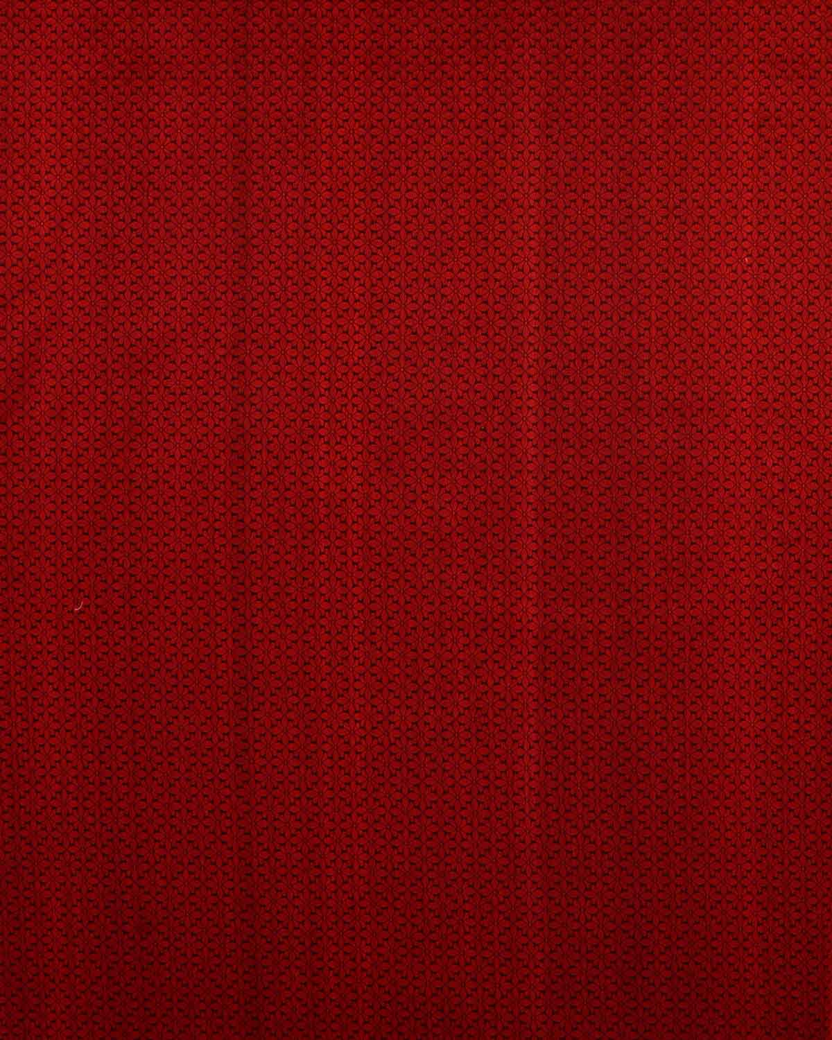 Shot Mahogany Banarasi Red Feather Border Kadhuan Brocade Handwoven Kora Silk Saree-HolyWeaves