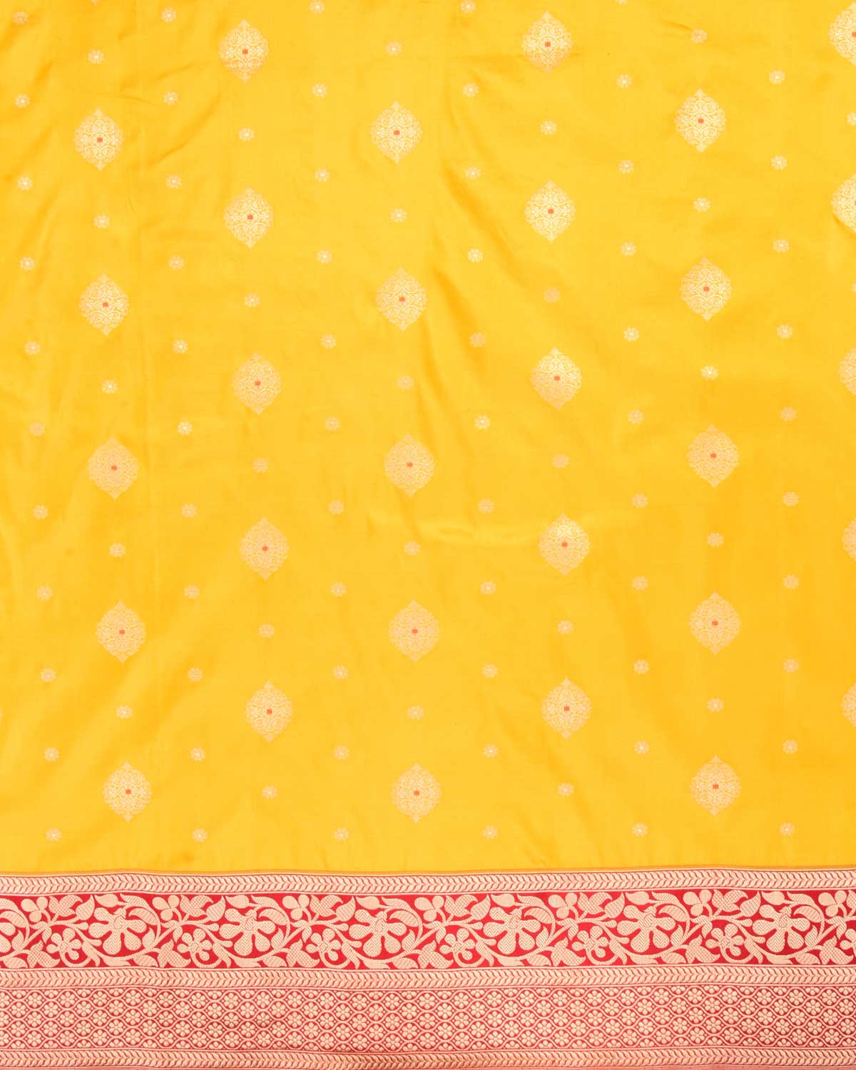 Marigold Yellow Banarasi Rangkaat Pallu Cutwork Brocade Handwoven Katan Silk Saree-HolyWeaves
