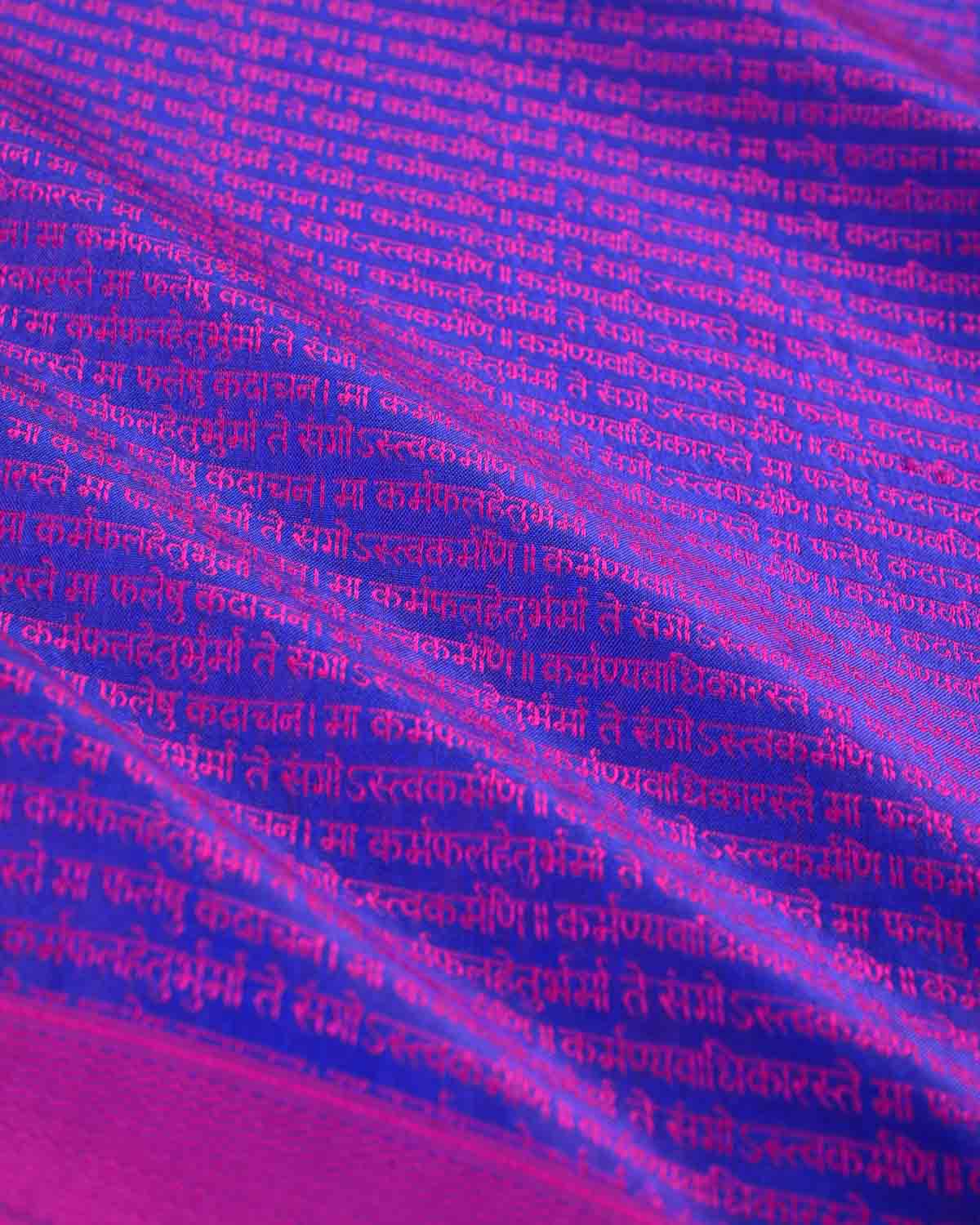 Shot Blue Banarasi Pink Resham Geeta Shlok 2.47 Brocade Handwoven Katan Silk Saree-HolyWeaves
