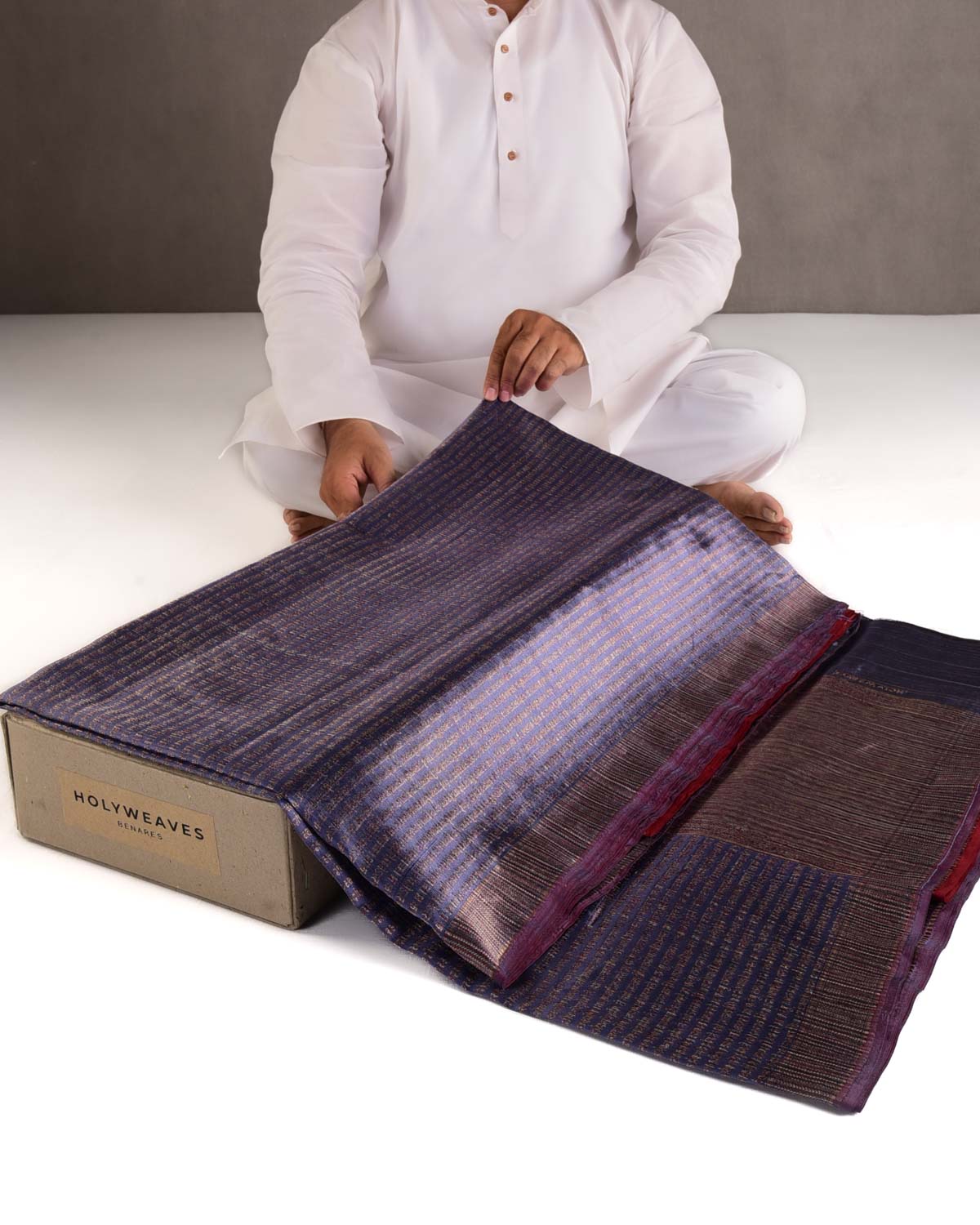 Deep Lilac Antique Zari with Muti-color Resham Geeta Shlok 2.47 Brocade Handwoven Katan Silk Banarasi Saree-HolyWeaves