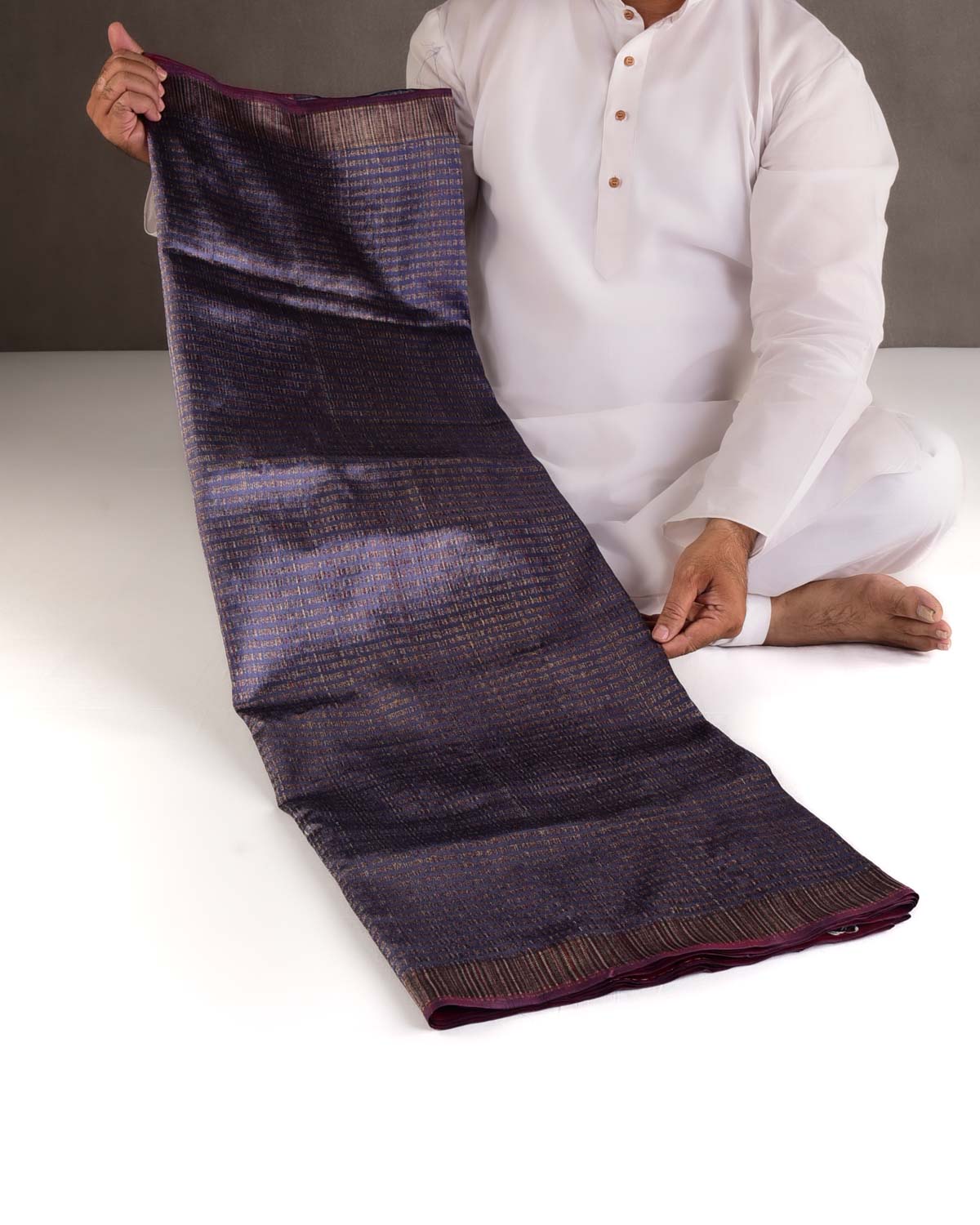 Deep Lilac Antique Zari with Muti-color Resham Geeta Shlok 2.47 Brocade Handwoven Katan Silk Banarasi Saree-HolyWeaves