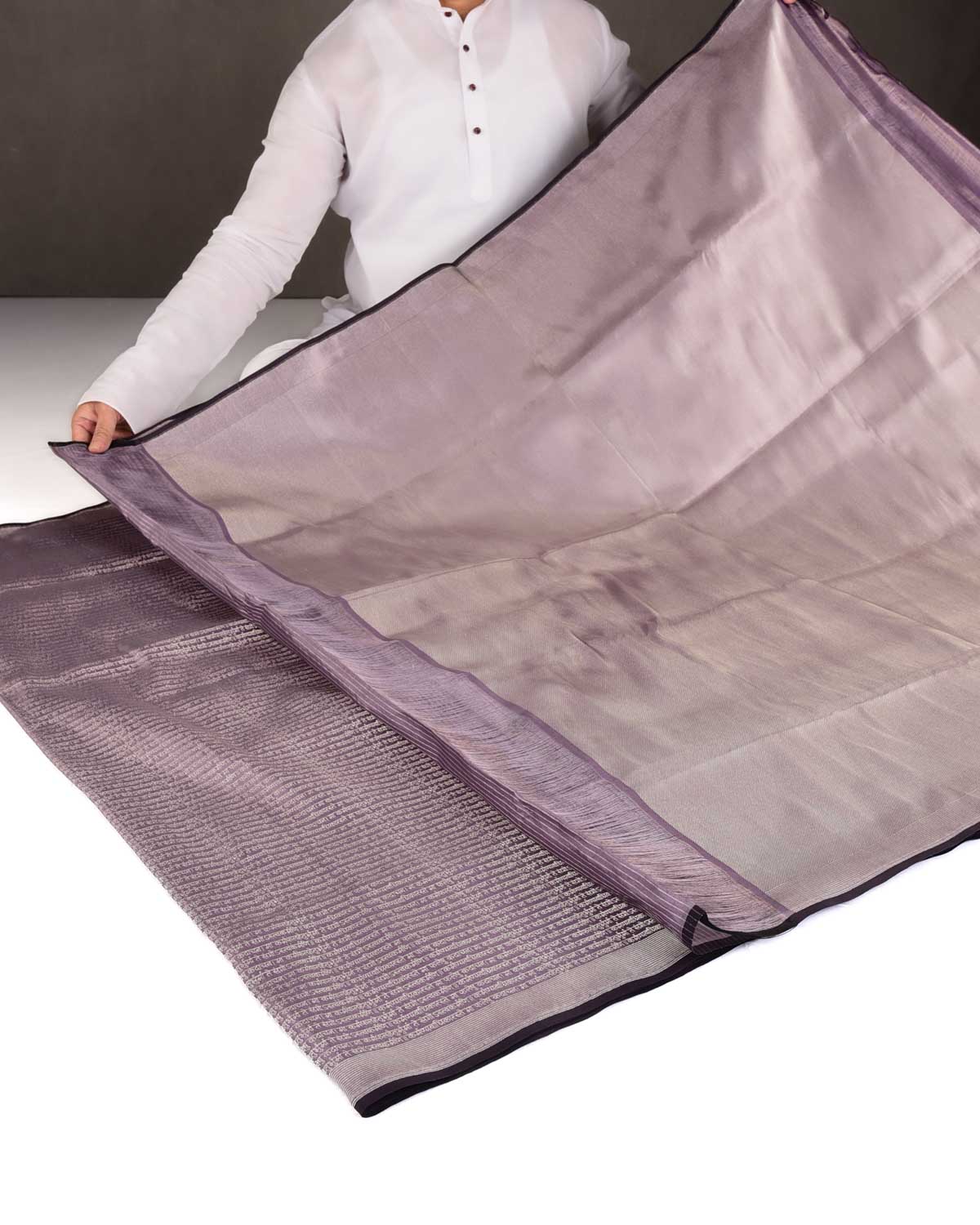 Shot Mauve Zari Geeta Shlok 2.47 Brocade Handwoven Katan Silk Banarasi Saree-HolyWeaves