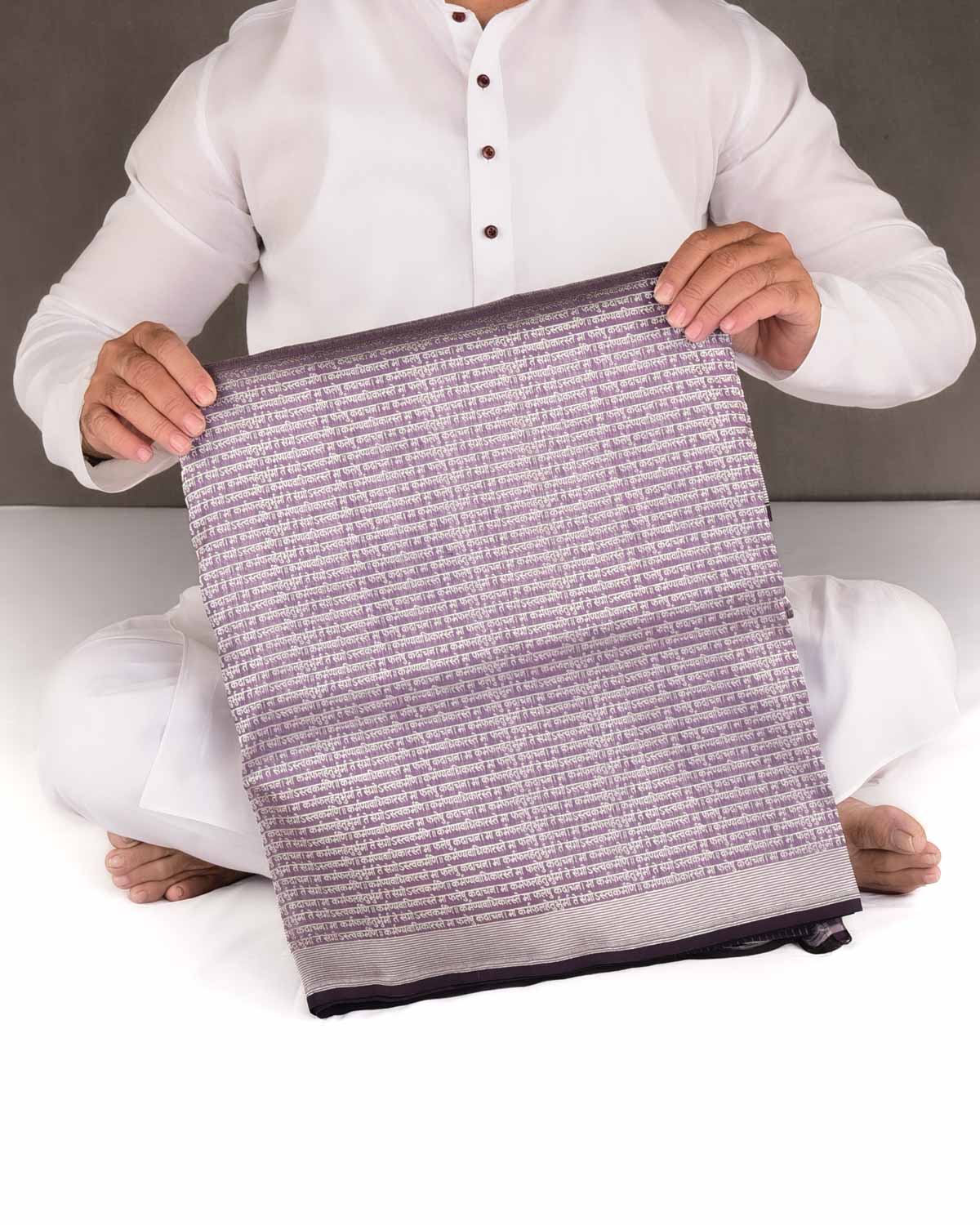 Shot Mauve Zari Geeta Shlok 2.47 Brocade Handwoven Katan Silk Banarasi Saree-HolyWeaves