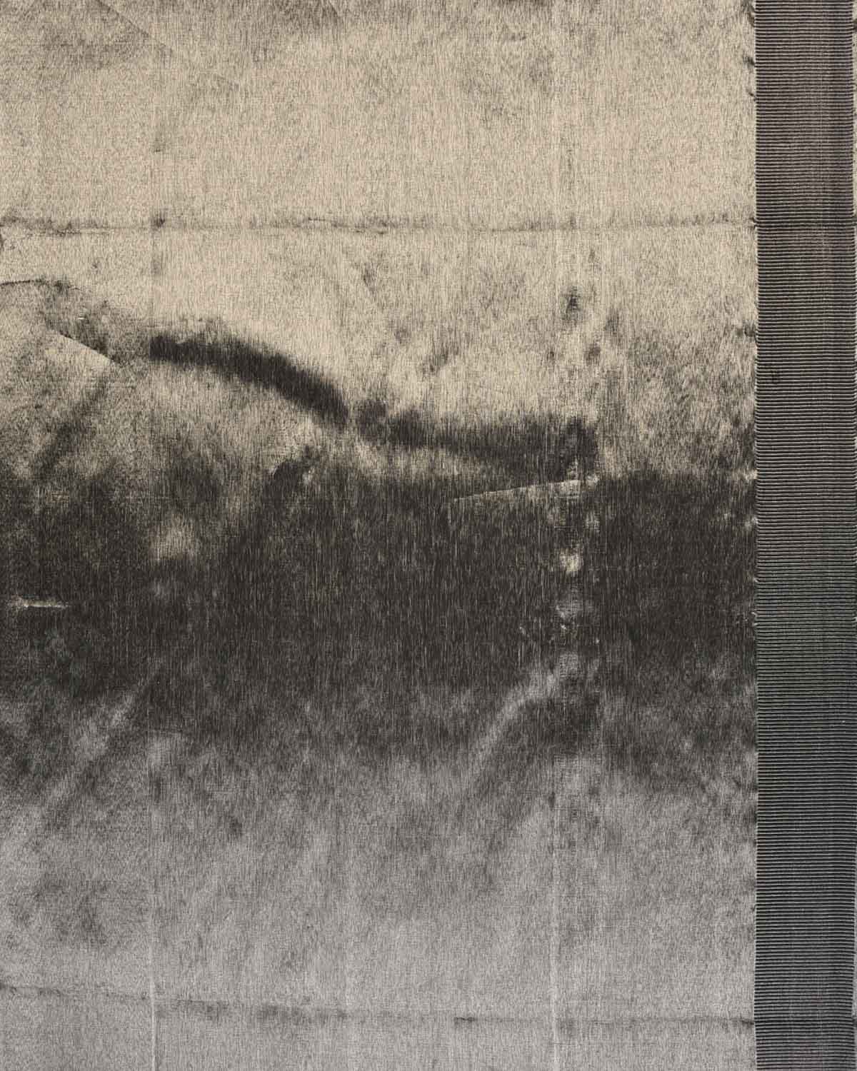 Metallic Cocktail Black Banarasi Herring Bone Chevron Resham Tanchoi Brocade Handwoven Katan Silk Saree-HolyWeaves