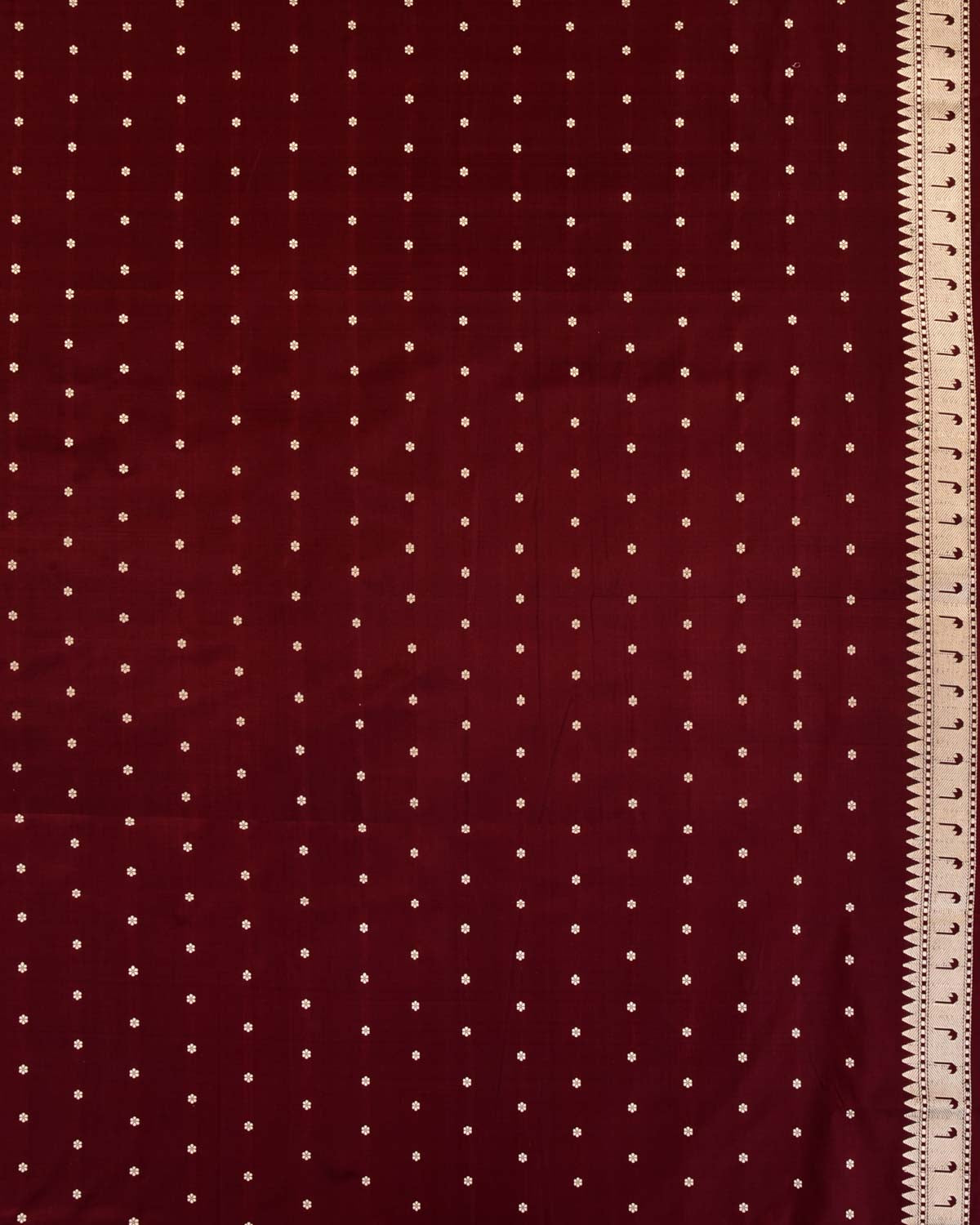 Maroon Banarasi Gold & Silver Zari Love Birds Kadhuan Brocade Handwoven Katan Silk Saree-HolyWeaves