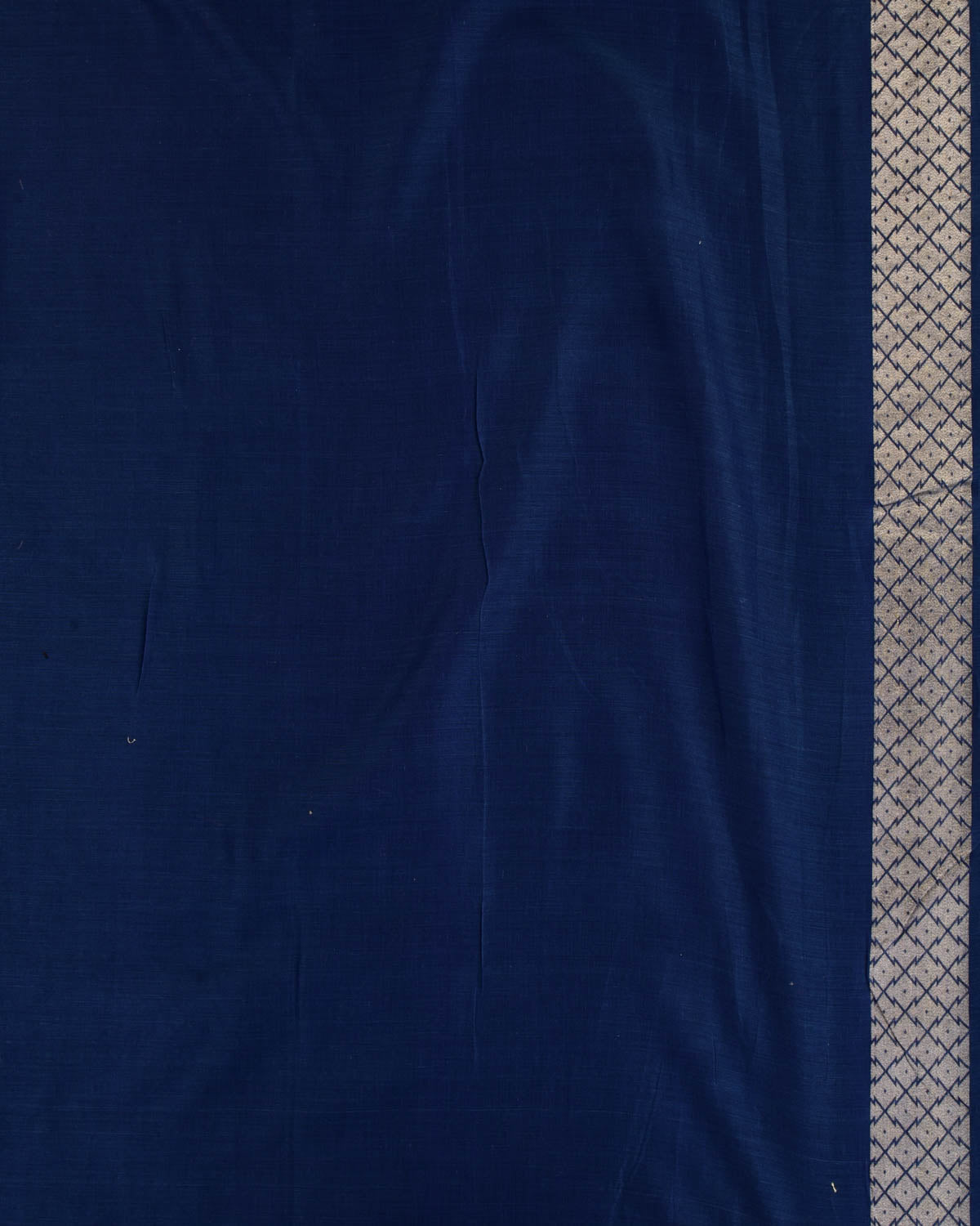 Navy Blue Banarasi Gold Zari & Resham Tehri Cutwork Brocade Handwoven Handloom Cotton Saree-HolyWeaves