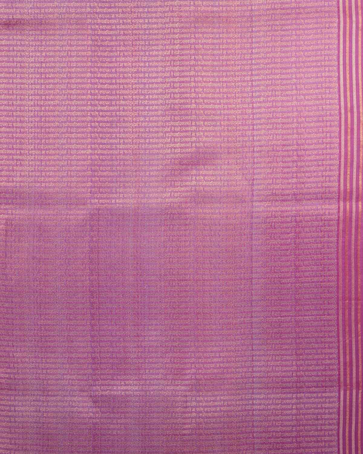 Shot Mauve Banarasi Gold & Silver Zari Duet Polka Buti Cutwork Brocade Handwoven Katan Silk Saree with Gita Shlok Blouse-HolyWeaves