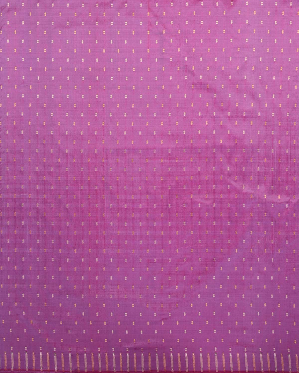 Shot Mauve Banarasi Gold & Silver Zari Duet Polka Buti Cutwork Brocade Handwoven Katan Silk Saree with Gita Shlok Blouse-HolyWeaves