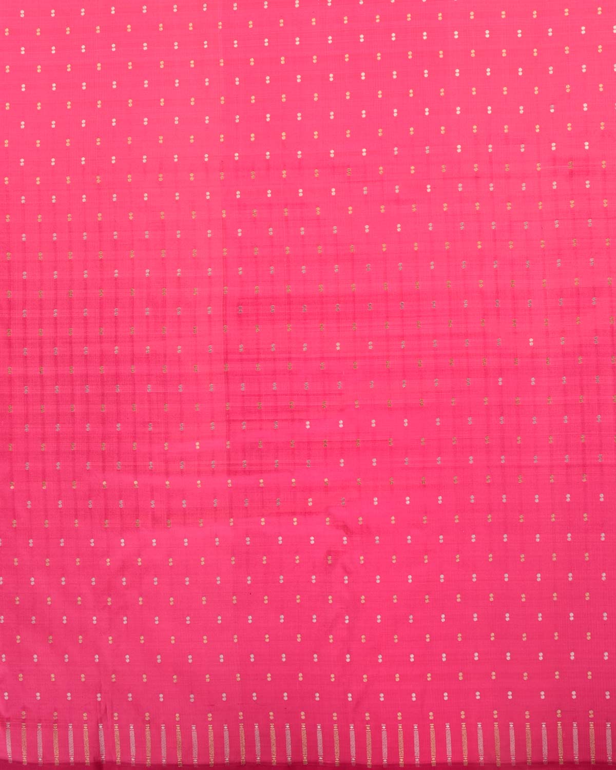 French Rose Pink Banarasi Gold & Silver Zari Duet Polka Buti Cutwork Brocade Handwoven Katan Silk Saree with Gita Shlok Blouse-HolyWeaves