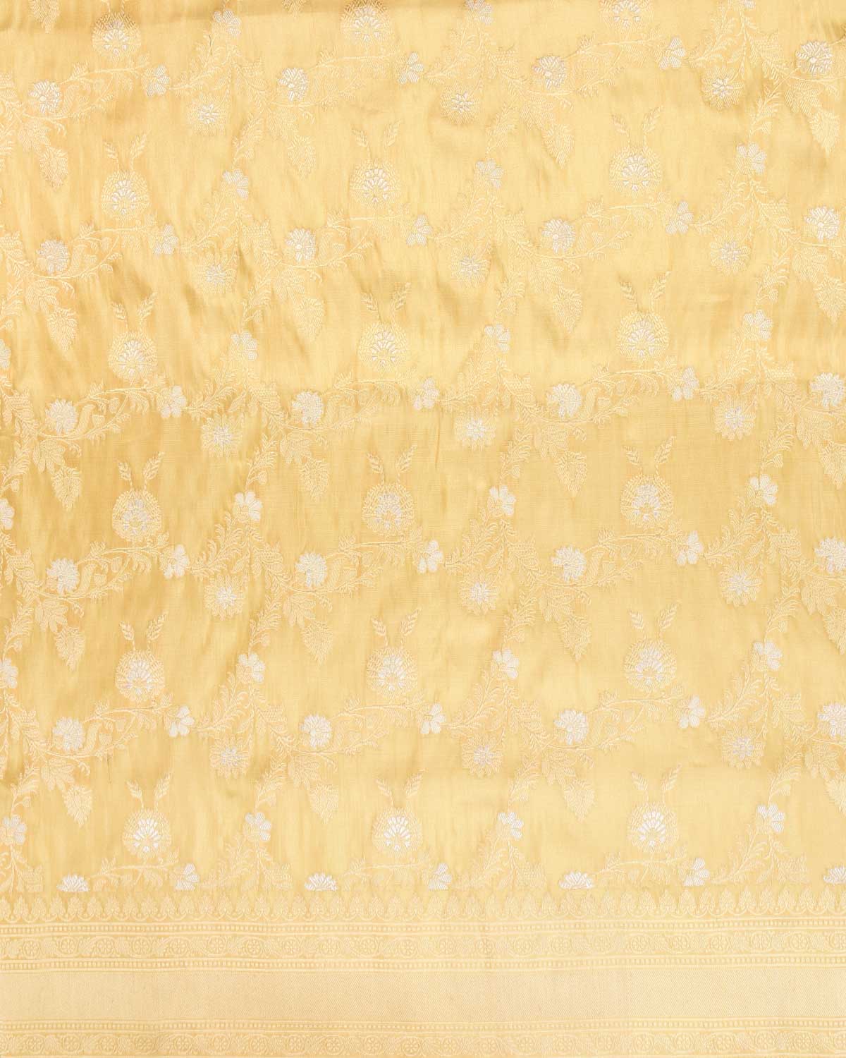 Metallic Gold Banarasi Gold & Silver Zari Jaal Kadhuan Brocade Handwoven Katan Tissue Saree-HolyWeaves