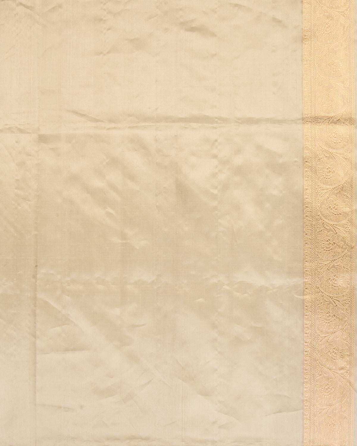 Metallic Cream Banarasi Resham Buta Kadhuan Brocade Handwoven Kora Tissue Saree-HolyWeaves