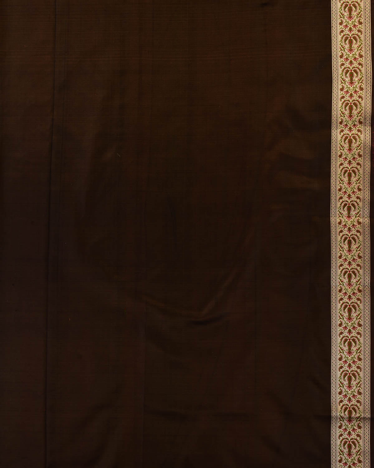 Black Banarasi Tehra Paisley Jaal Jamawar Brocade Handwoven Katan Silk Saree with Gold Zari Border Pallu-HolyWeaves