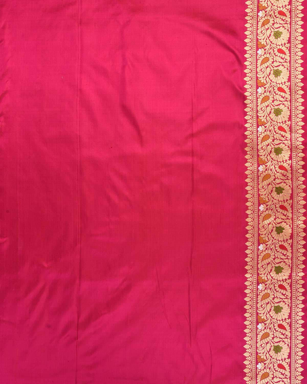 Rani Pink Banarasi Gold Zari Jaal Cutwork Brocade Handwoven Katan Silk Saree-HolyWeaves