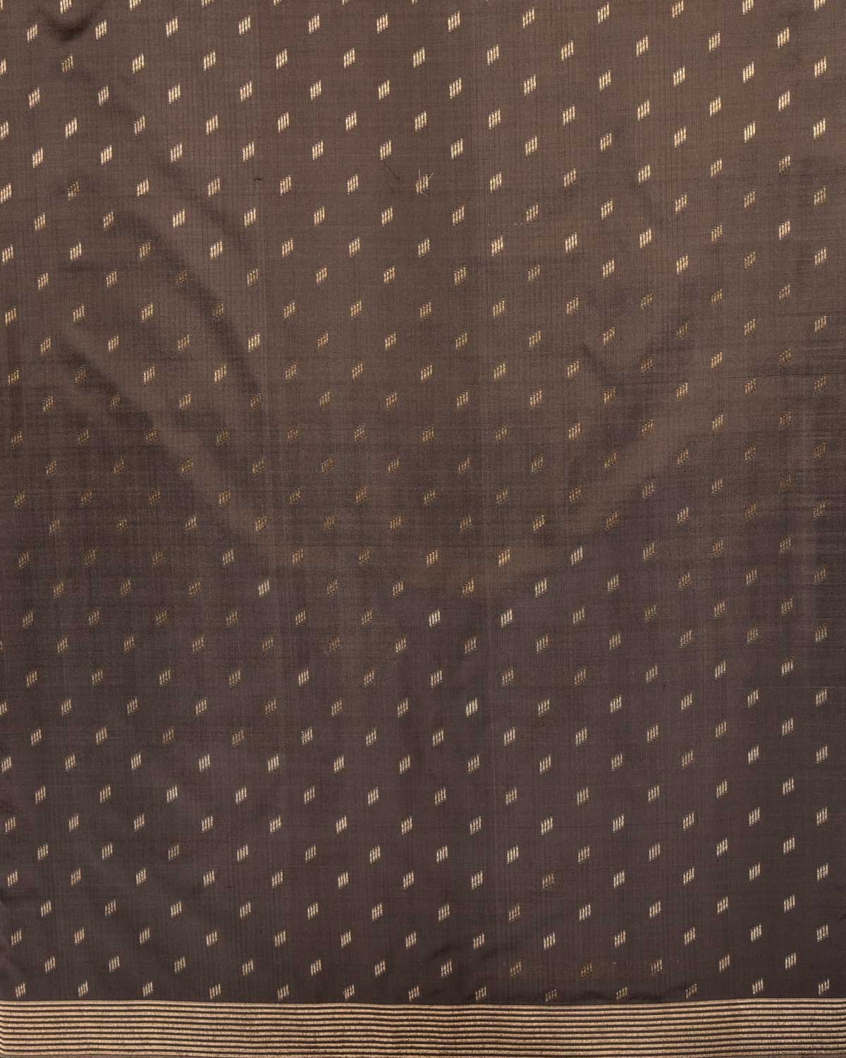 Stone Gray Banarasi Gold Zari Contemporary Cutwork Brocade Handwoven Katan Silk Saree with Spider Web Blouse Piece-HolyWeaves