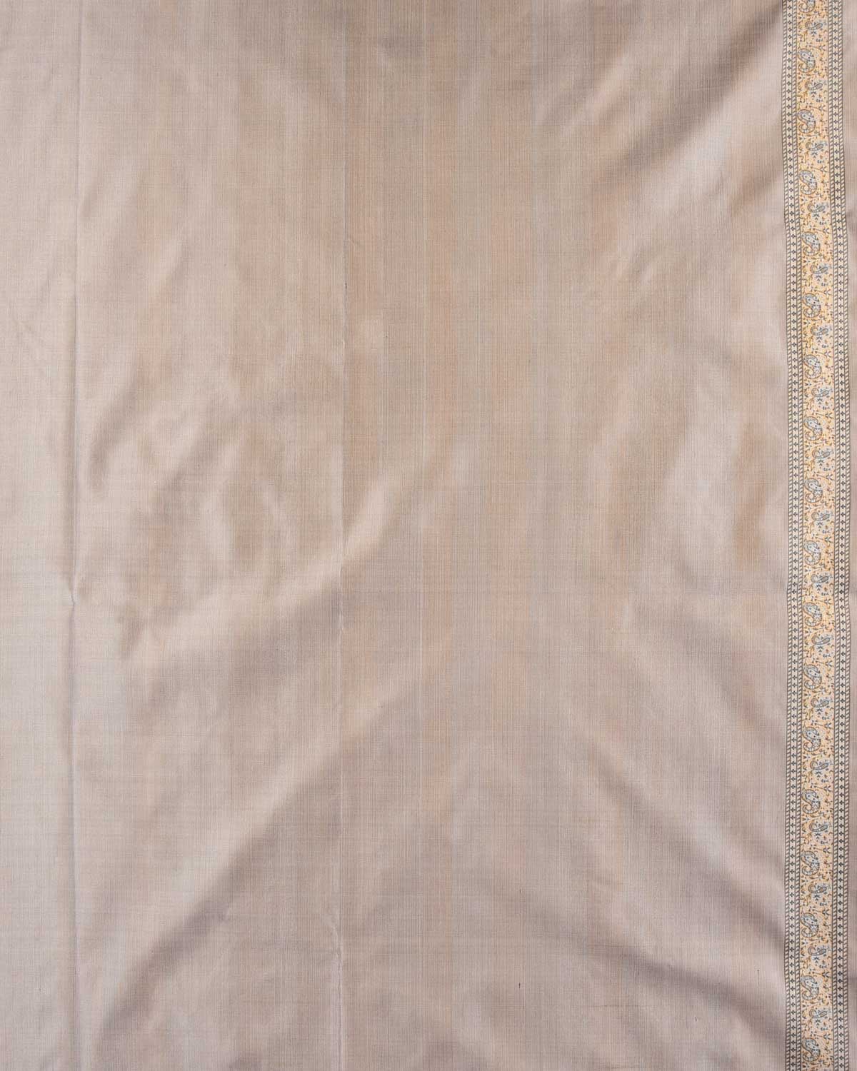 Gray Tehri Paisley Ektara Jamawar Handwoven Katan Silk Banarasi Saree-HolyWeaves