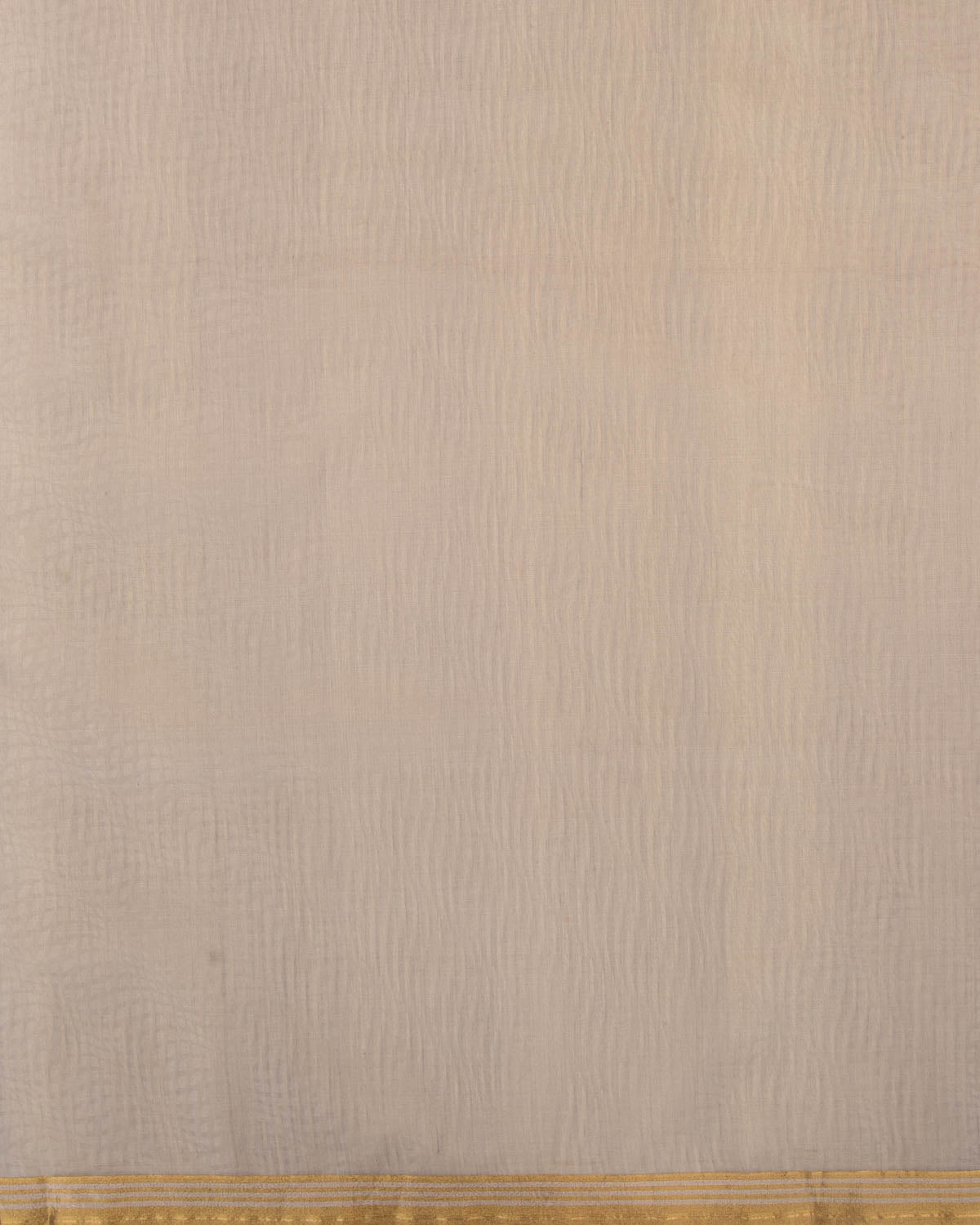 Gray Banarasi Watermark Geometric Tanchoi Woven Kora Silk Saree with Gold & Silver Zari Border Pallu-HolyWeaves