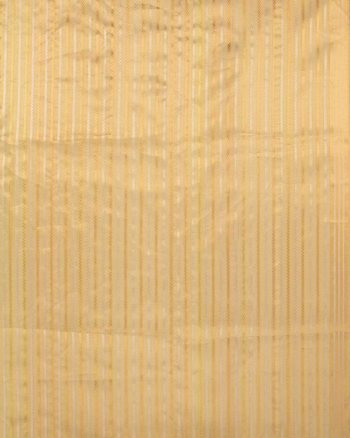 Gray Banarasi Watermark Geometric Tanchoi Woven Kora Silk Saree with Gold & Silver Zari Border Pallu-HolyWeaves