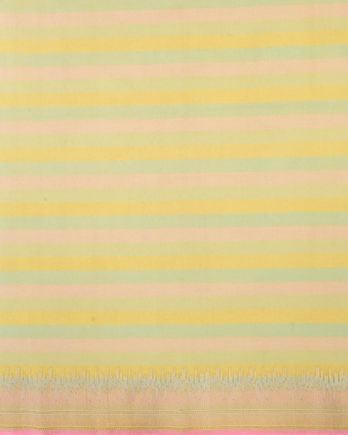 Multi-color Candy Stripes Kadhuan Brocade Handwoven Kora Silk Saree-HolyWeaves