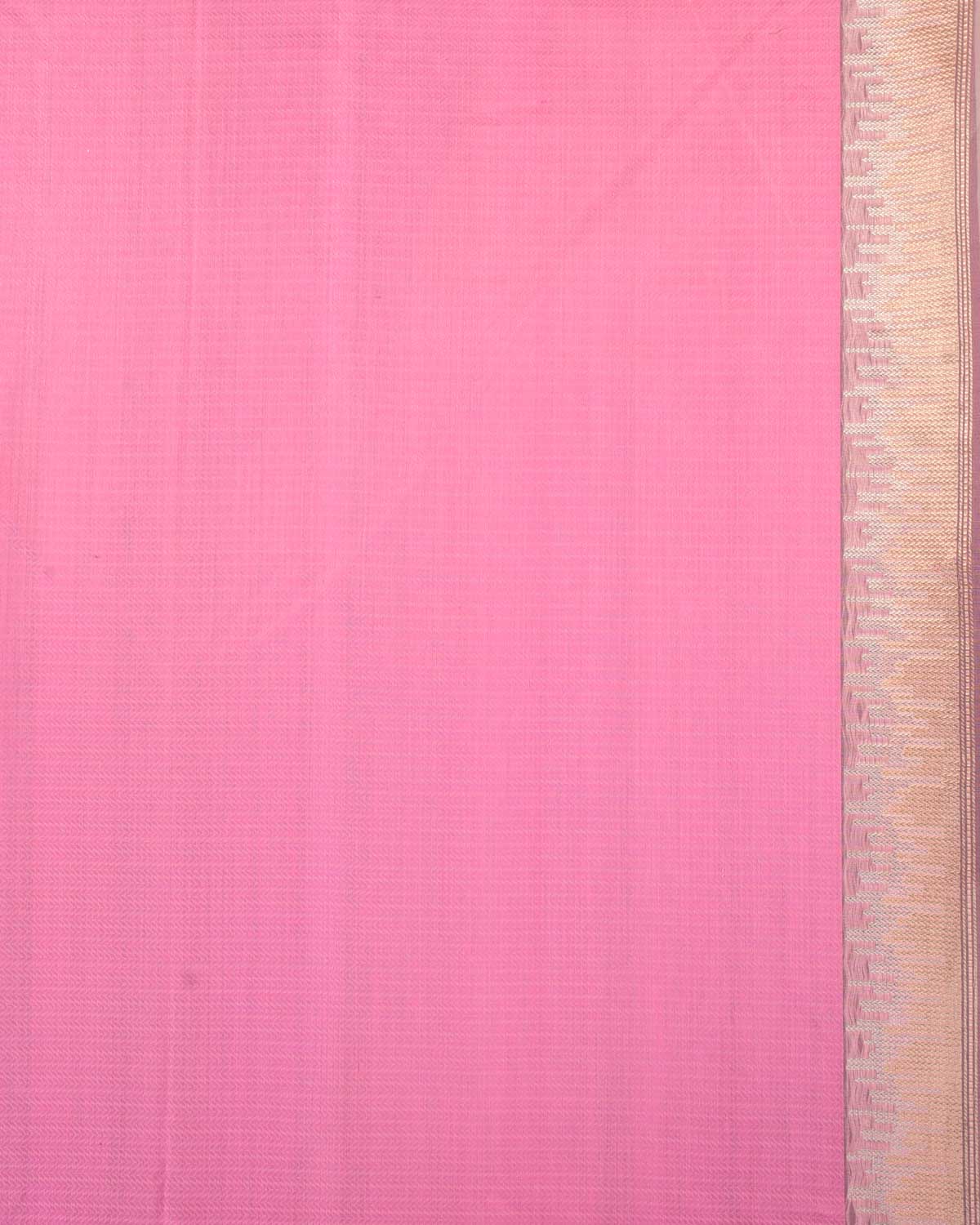 Pink Multi-color Candy Stripes Kadhuan Brocade Handwoven Kora Silk Saree-HolyWeaves