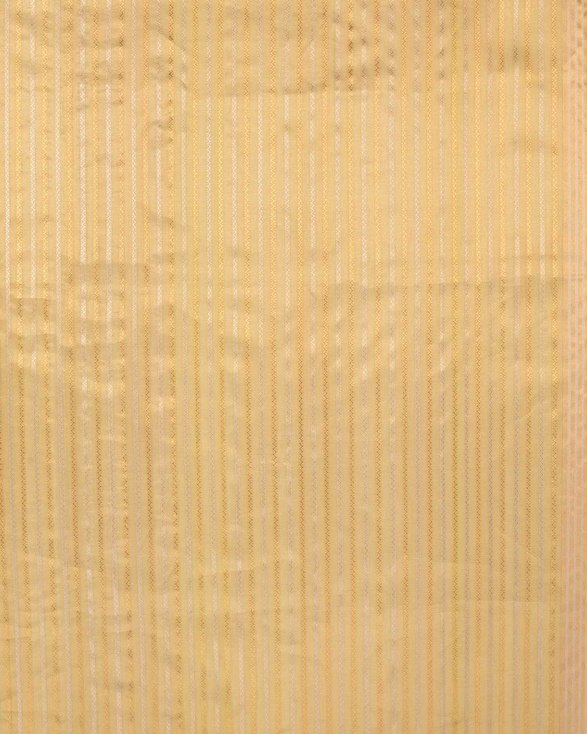 Peach Watermark Illusion Tanchoi Banarasi Kora Silk Saree with Zari Border Pallu-HolyWeaves