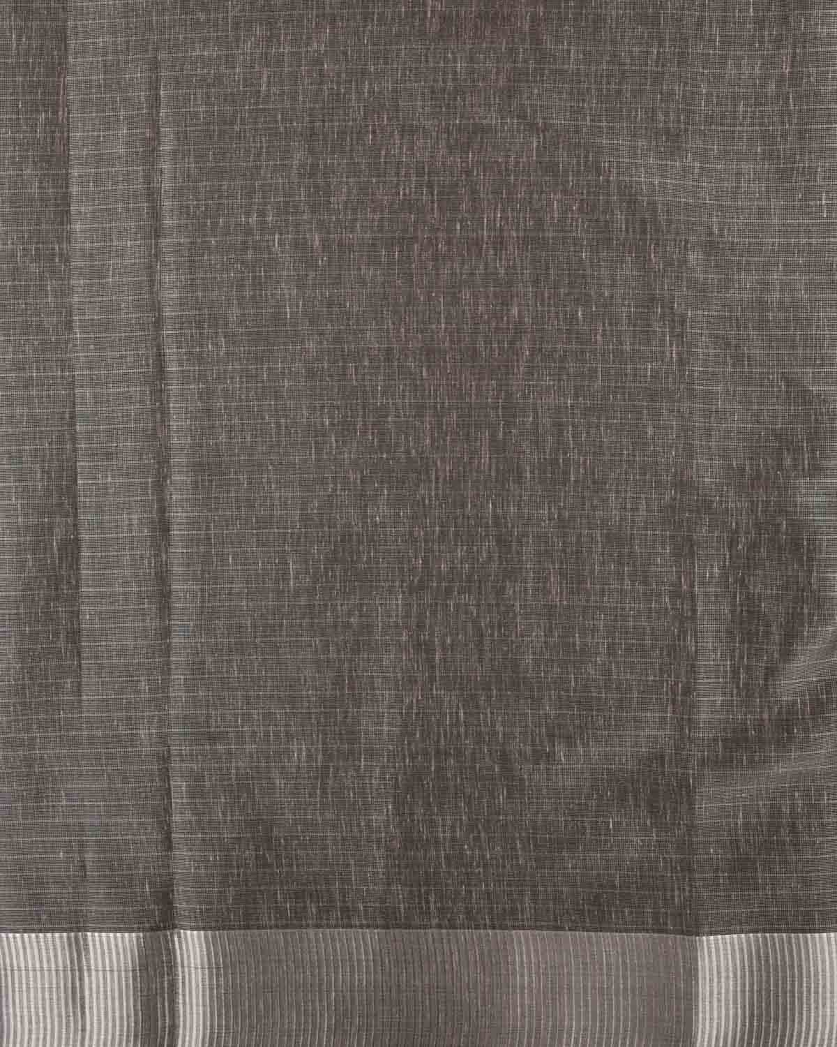 Metallic Gray Textured Silver Zari Brocade Banarasi Art Cotton Tissue Saree-HolyWeaves