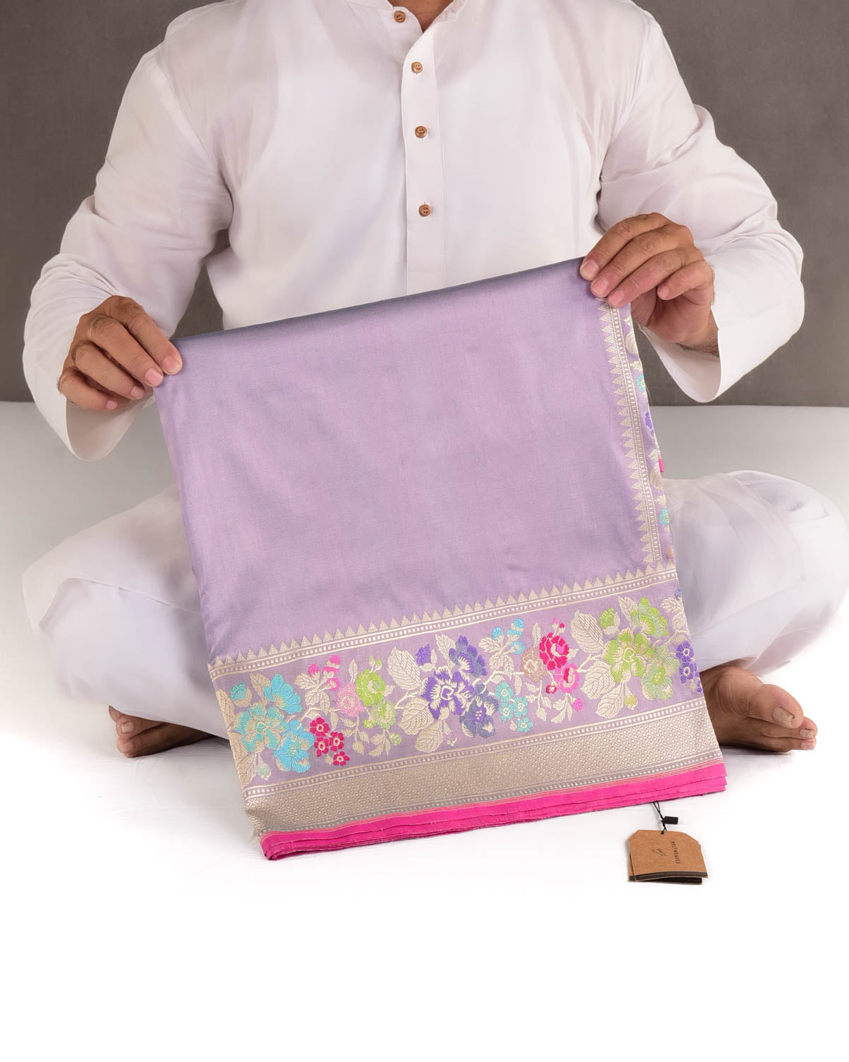 Shot Mauve Kadhuan Brocade Handwoven Katan Silk Banarasi Saree with Meenekari Bel Border Pallu-HolyWeaves