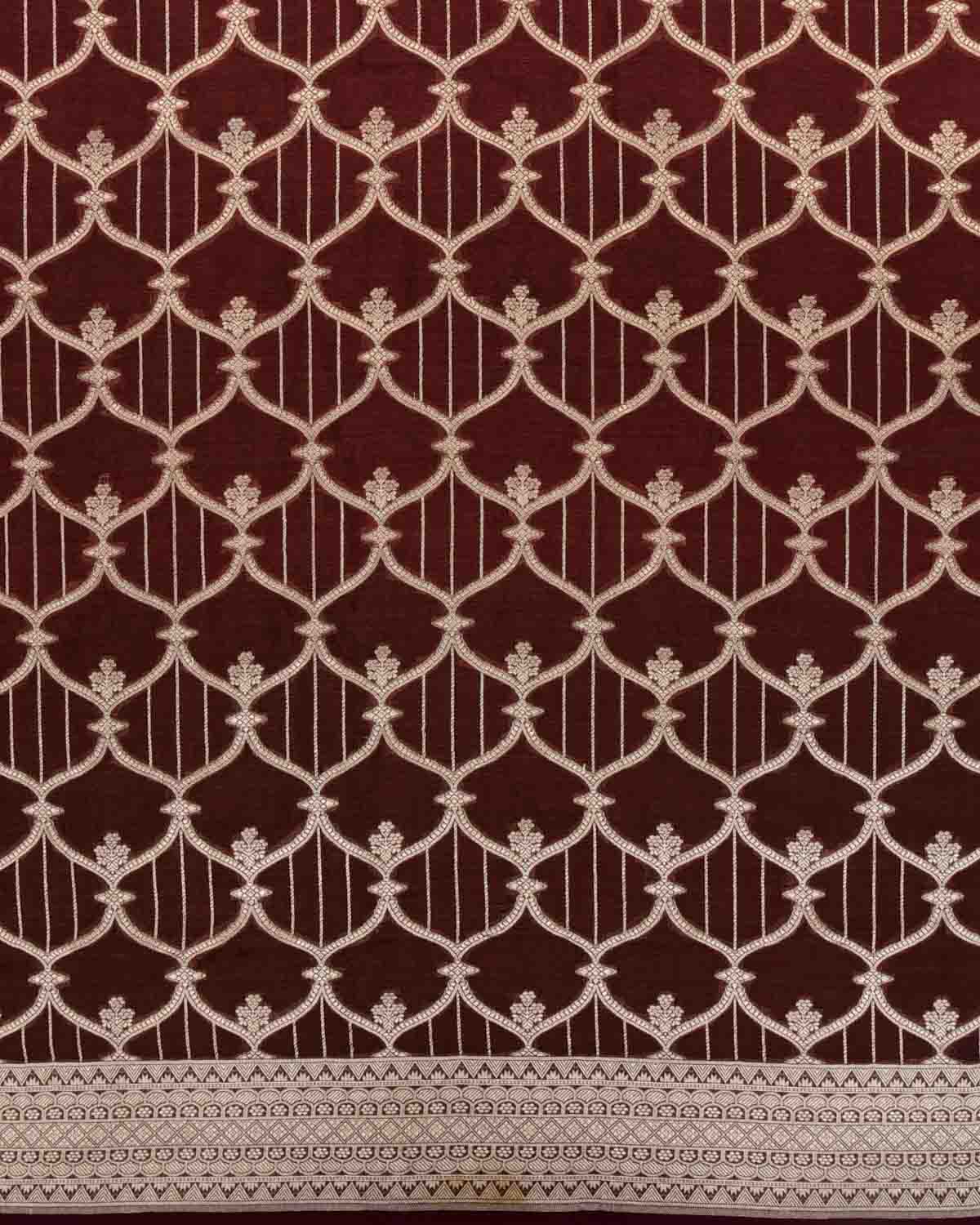 Ombre Metallic Brown Banarasi Gold Zari Cutwork Brocade Handwoven Khaddi Georgette Tissue Saree-HolyWeaves