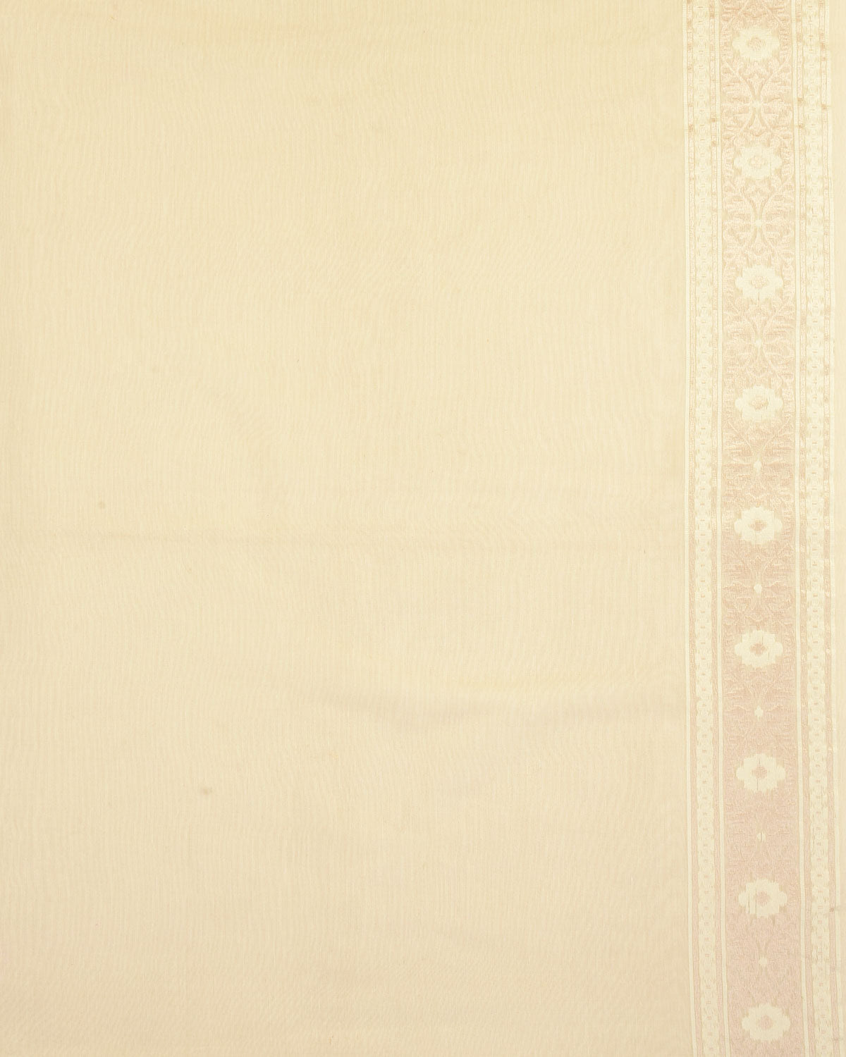 Ivory White Gold Zari & Resham Jangla Cutwork Brocade Woven Art Cotton Silk Banarasi Saree-HolyWeaves