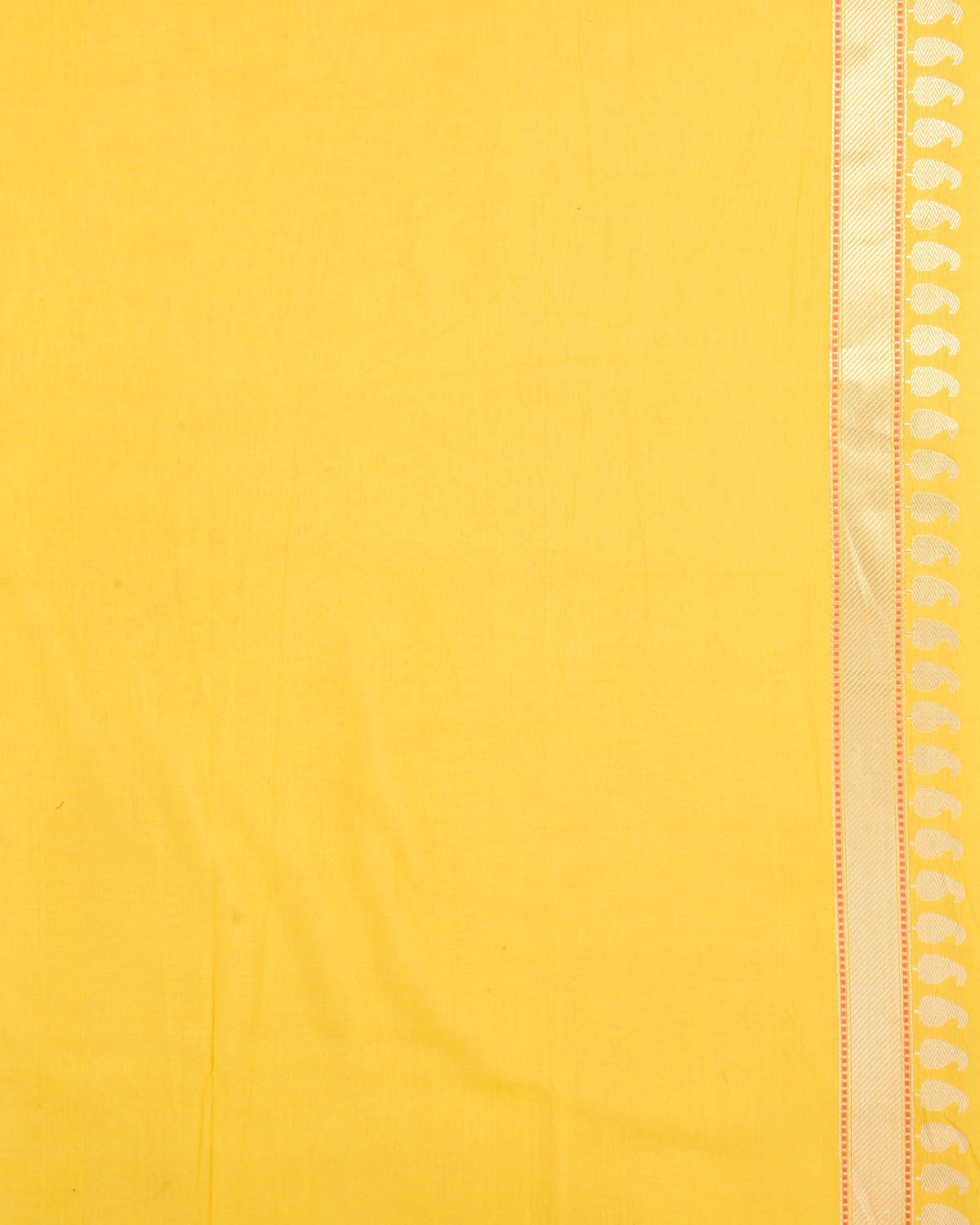Yellow Pitambari Gold & Silver Zari Buti Kadhuan Brocade Handwoven Cotton Banarasi Saree with Koniya Buta-HolyWeaves