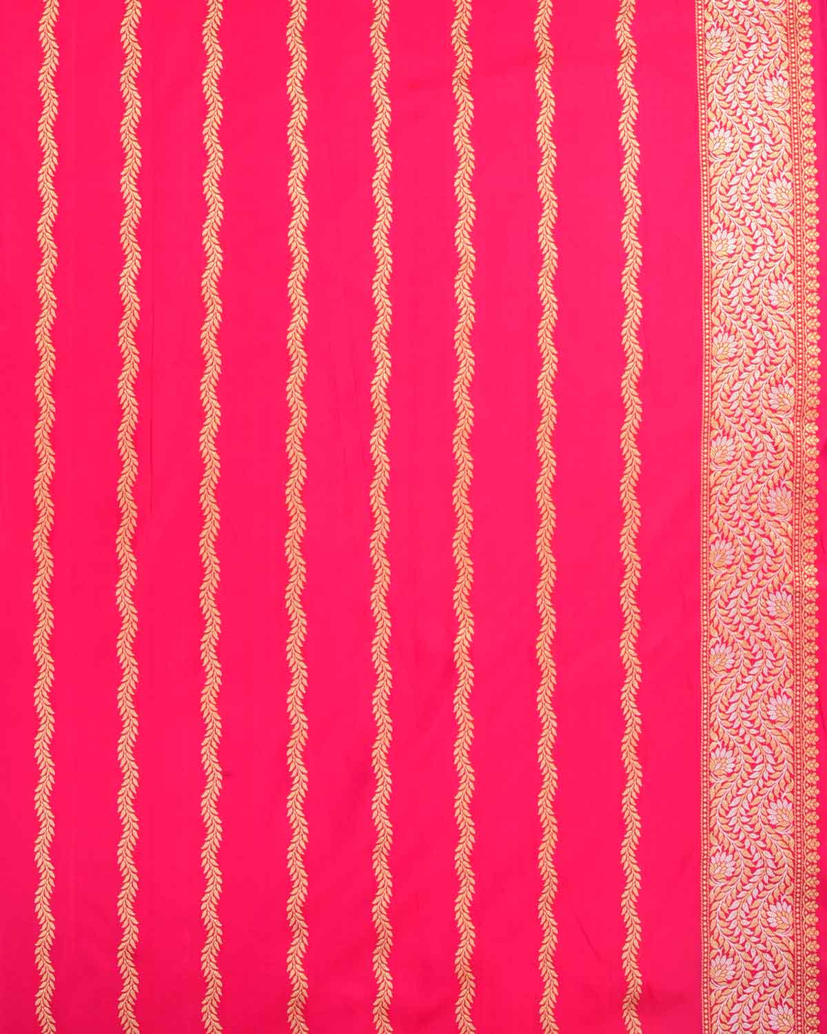 Shot Red-Pink Gold & Silver Zari Buti Kadhuan Brocade Handwoven Katan Silk Banarasi Saree-HolyWeaves