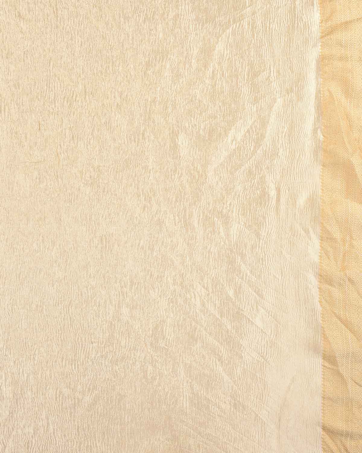 Crushed Silver Brocade Woven Kora Tissue Banarasi Saree with Gold Brocade Border Pallu-HolyWeaves