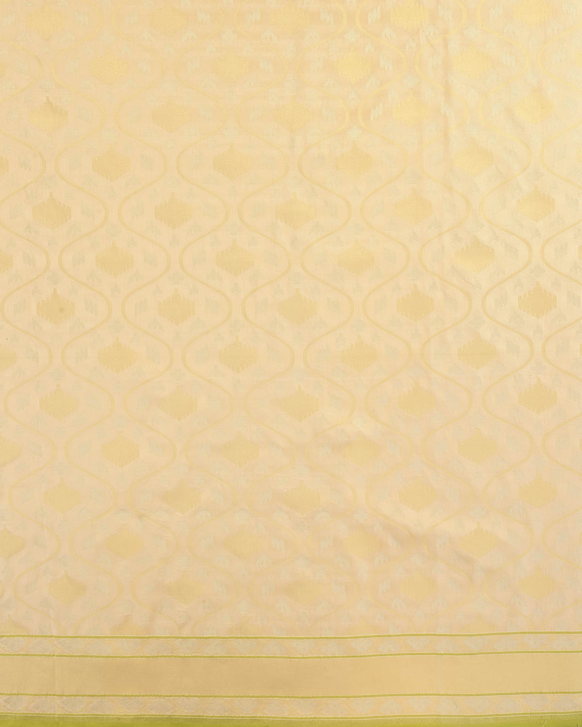 Cream Gold & Silver Metallic Zari Jaal Ektara Cutwork Brocade Handwoven Katan Silk Banarasi Saree-HolyWeaves