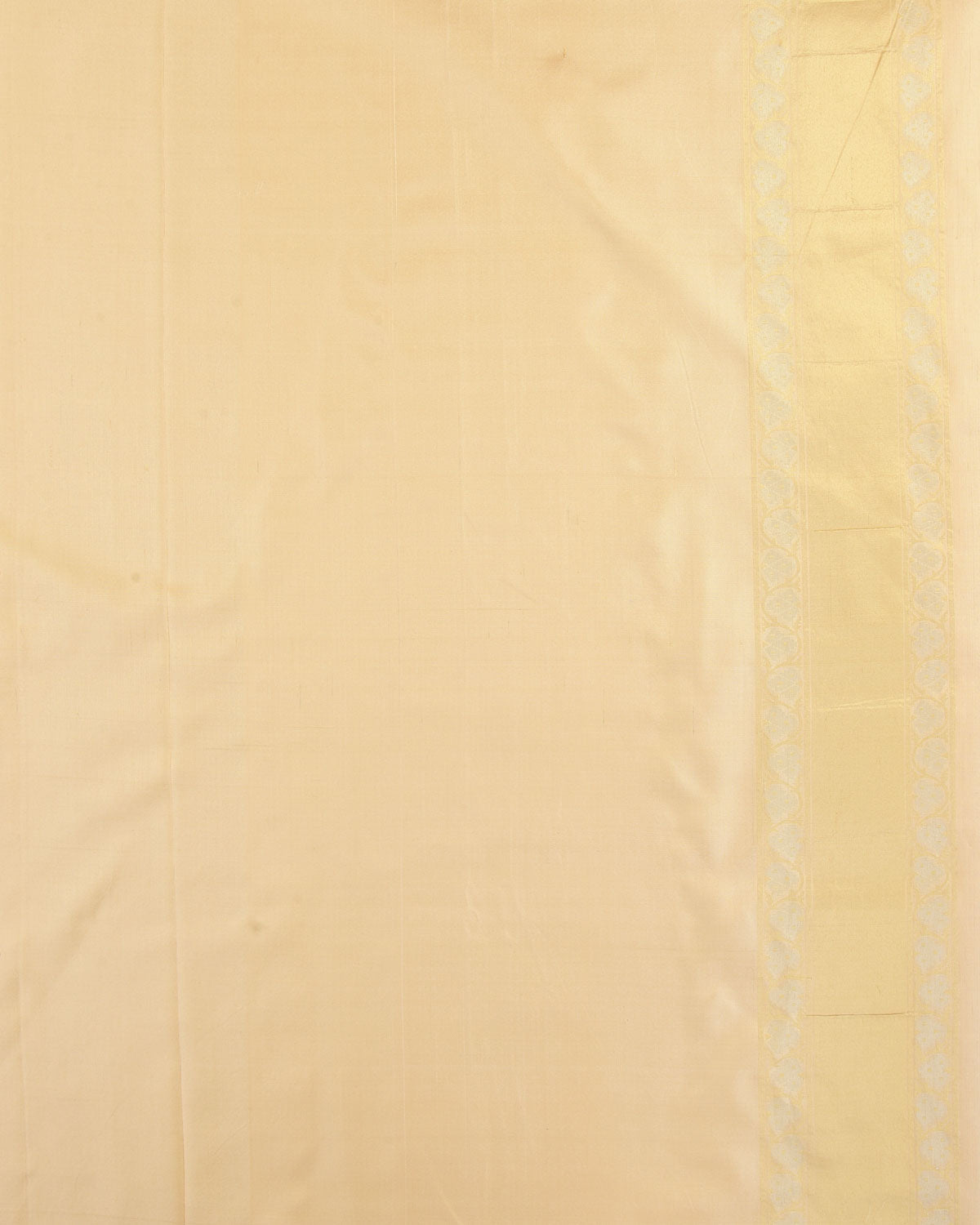 Cream Gold & Silver Metallic Zari Jaal Ektara Cutwork Brocade Handwoven Katan Silk Banarasi Saree-HolyWeaves