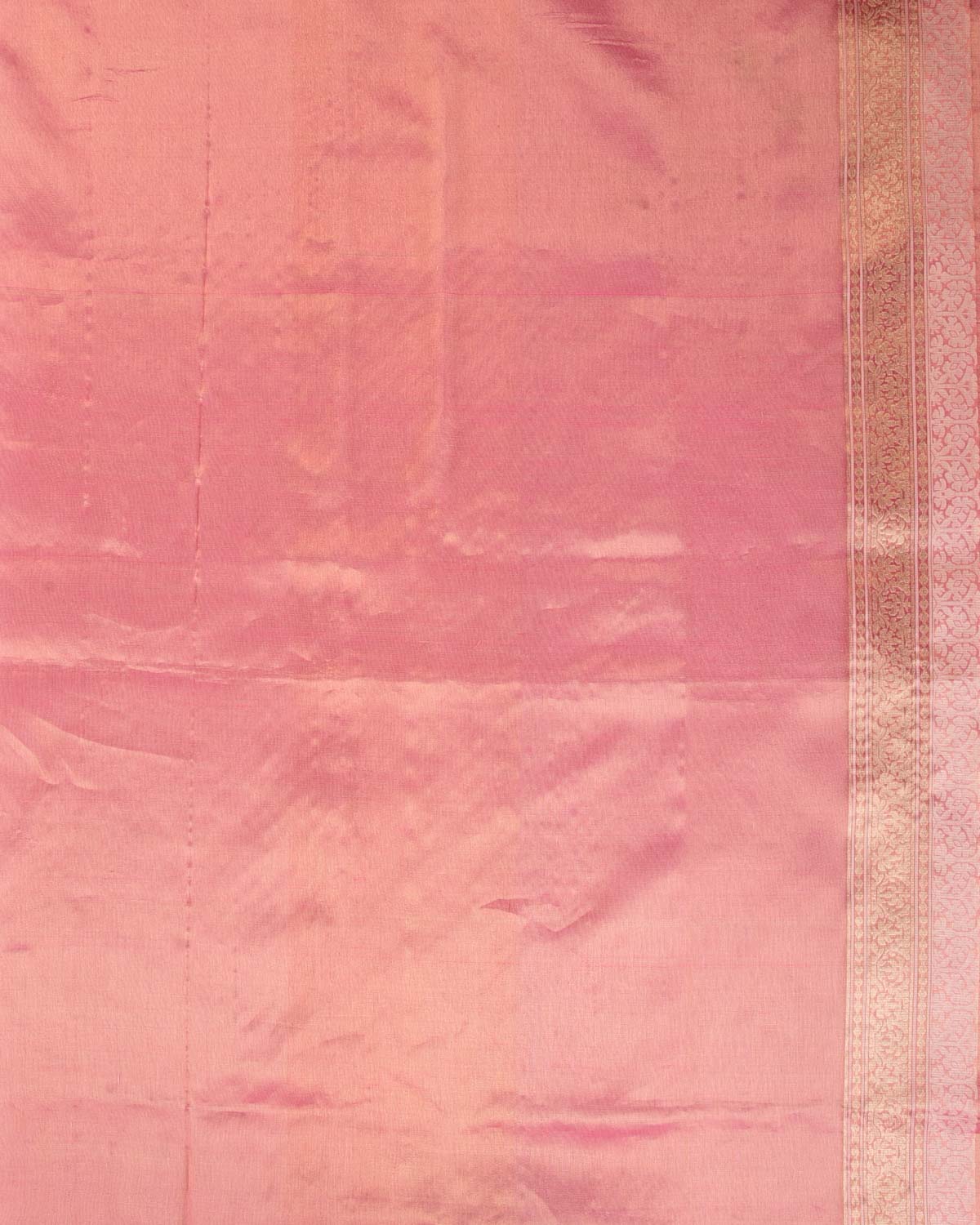 Metallic Pink Gold Zari And White Cotton Alfi Jangla Cutwork Brocade Handwoven Kora Tissue Banarasi Saree-HolyWeaves