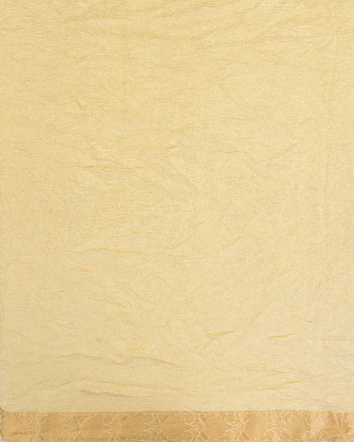 Crushed Gold Brocade Woven Tissue Banarasi Saree with Gold Brocade Border Pallu-HolyWeaves