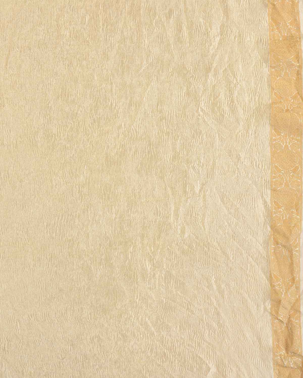 Crushed Gold Brocade Woven Tissue Banarasi Saree with Gold Brocade Border Pallu-HolyWeaves