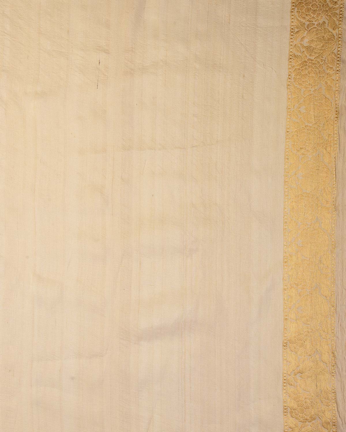 Textured Beige Gold Zari & Resham Floral Leheriya Bel Kadhuan Brocade Handwoven Tasar Georgette Banarasi Saree-HolyWeaves