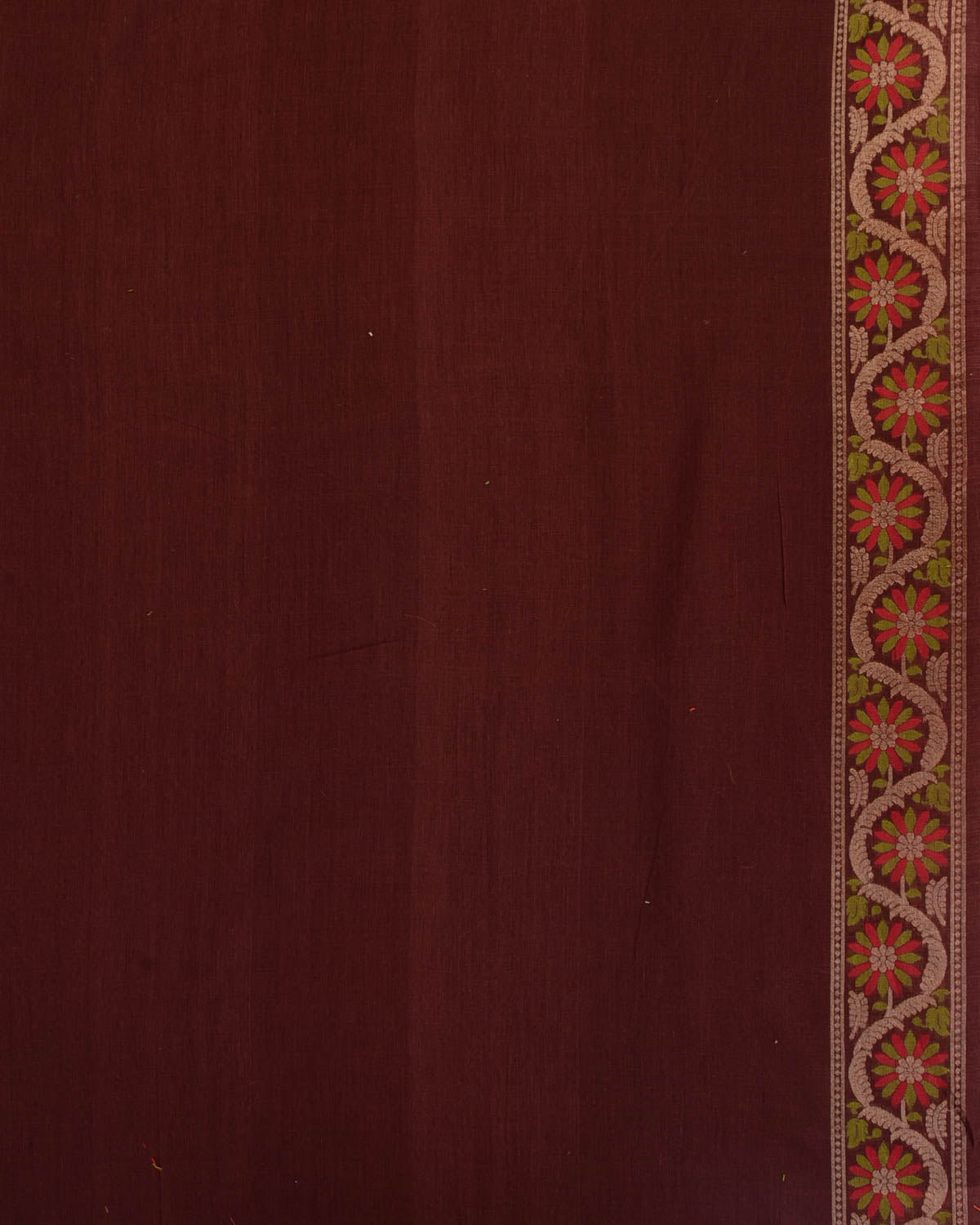 Brown Gold & Silver Zari & Resham Gulab Jaal Cutwork Brocade Handwoven Cotton Banarasi Saree-HolyWeaves