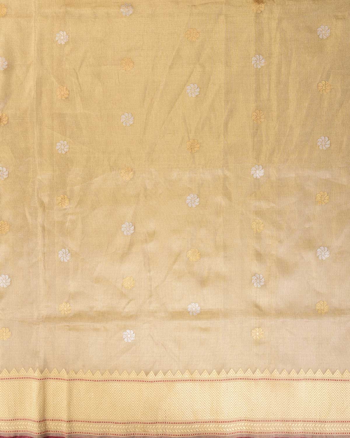 Metallic Gold Gold & Silver Zari Buti Kadhuan Brocade Handwoven Tissue Banarasi Saree-HolyWeaves