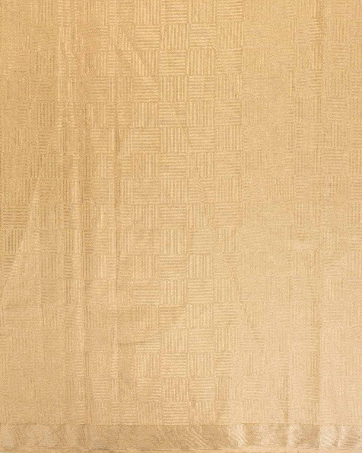 Metallic Gold Chequered Grids Brocade Handwoven Tissue Banarasi Saree-HolyWeaves