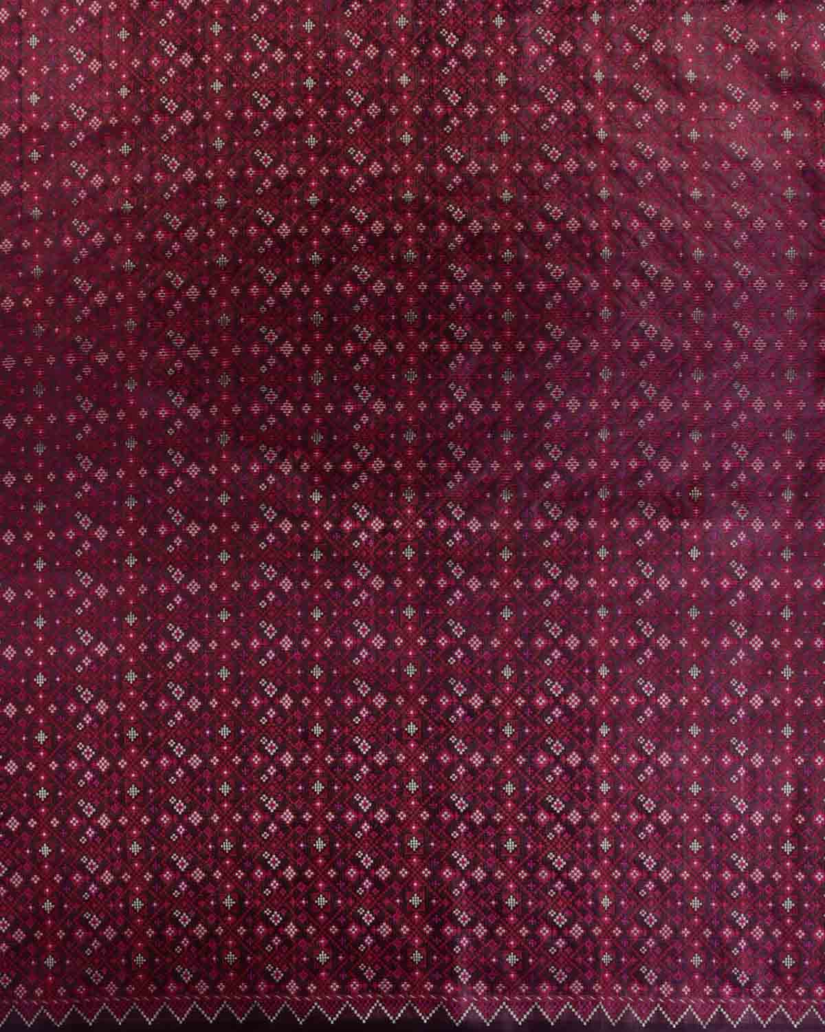 Mahogany Gold Zari & Resham Tehra Satin Jamawar Brocade Handwoven Katan Silk Banarasi Saree-HolyWeaves