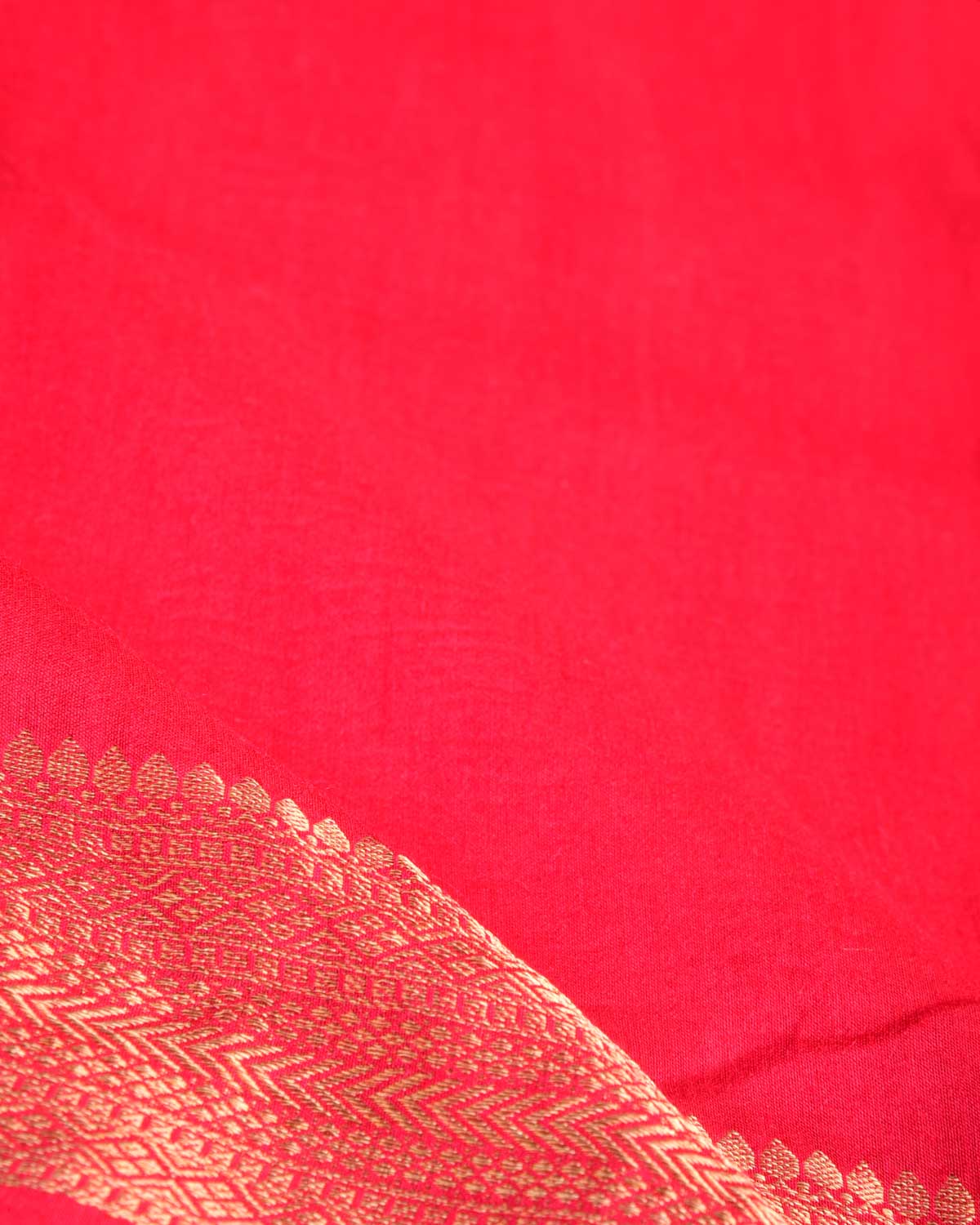 Ombre Red Gold Zari Border Pallu Brocade Woven Muga Silk Banarasi Saree-HolyWeaves