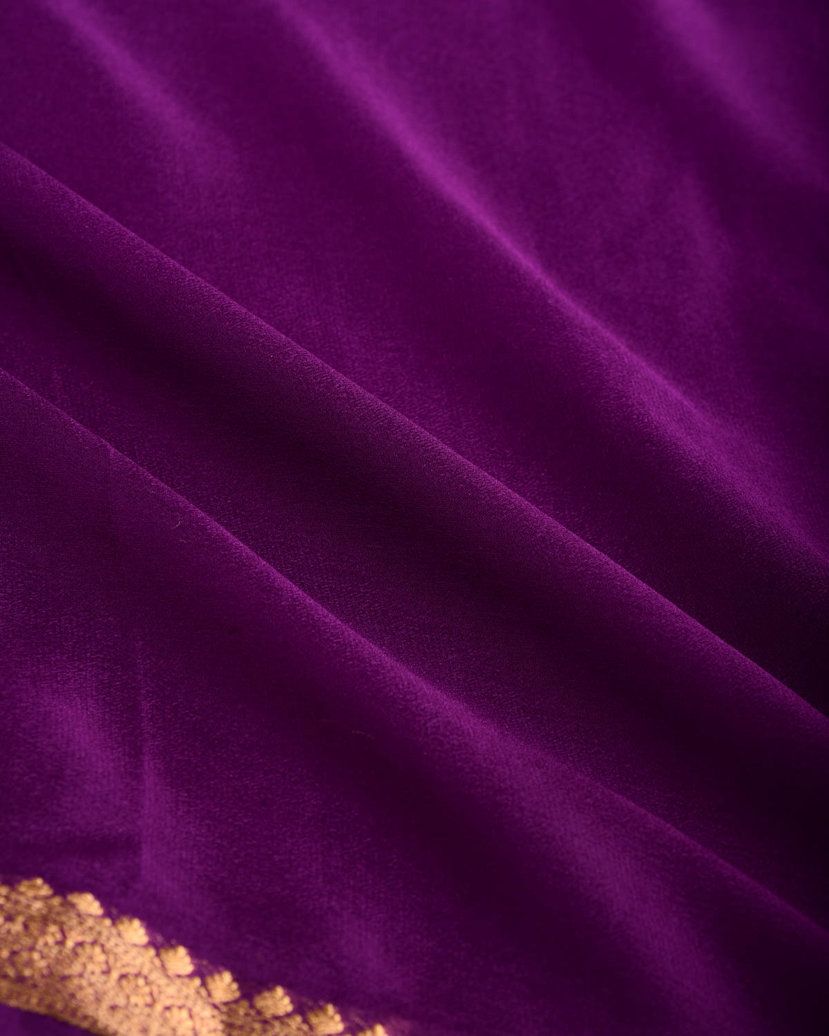Ombre Mauve Purple Gold Zari Border Pallu Brocade Woven Khaddi Georgette Banarasi Saree-HolyWeaves