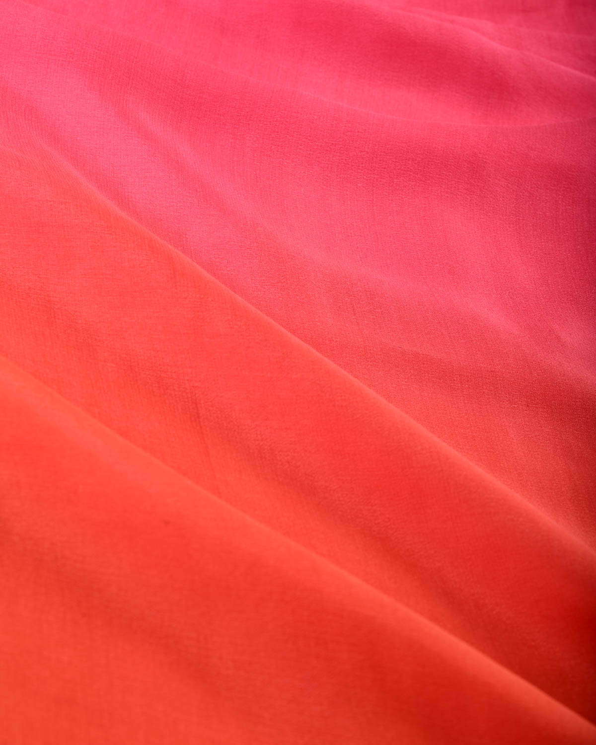 Ombre Pink-Orange Gold Zari Border Pallu Brocade Woven Khaddi Georgette Banarasi Saree-HolyWeaves
