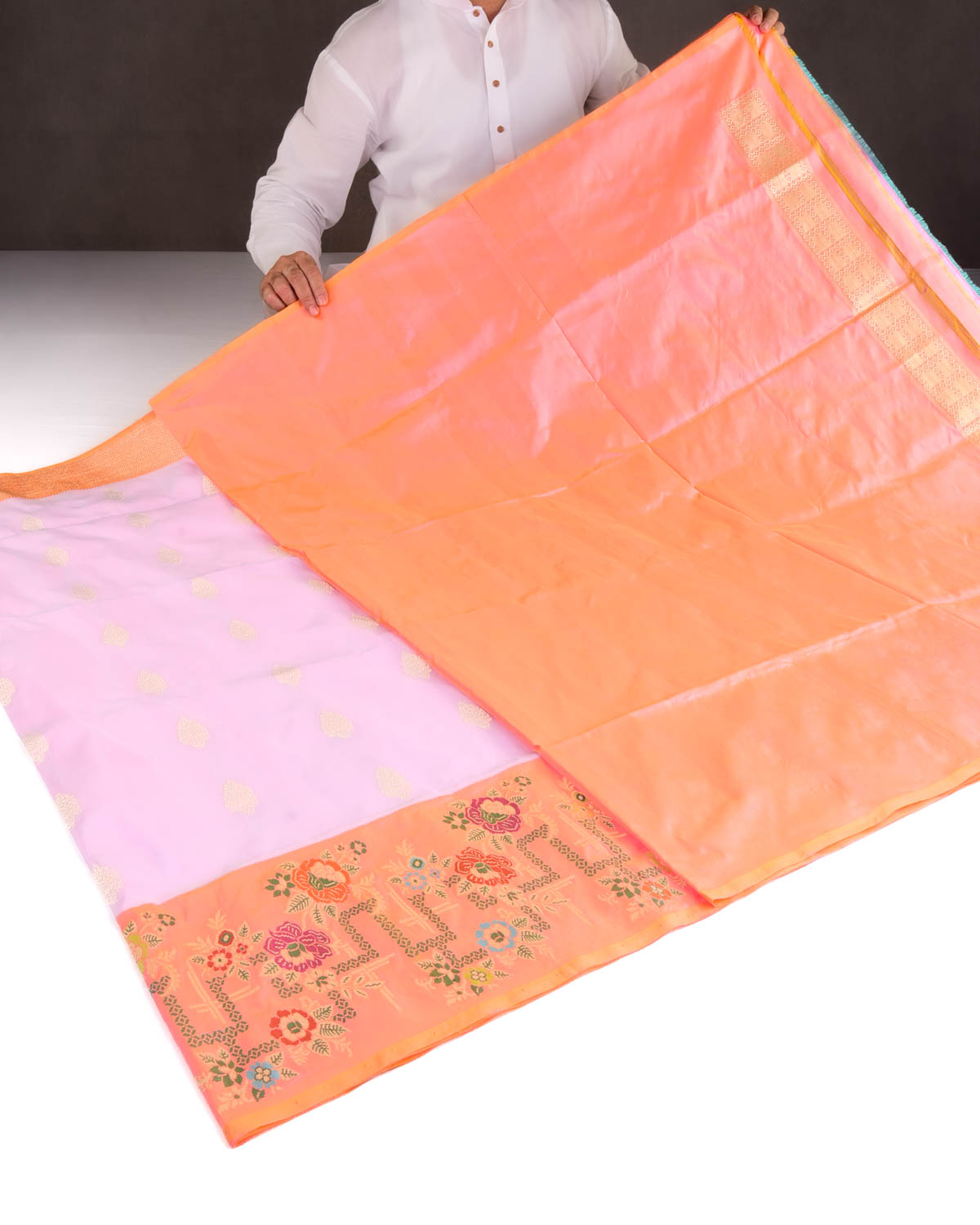 Shot Mauve Meenekari Border Kadhuan Brocade Handwoven Katan Silk Banarasi Saree-HolyWeaves